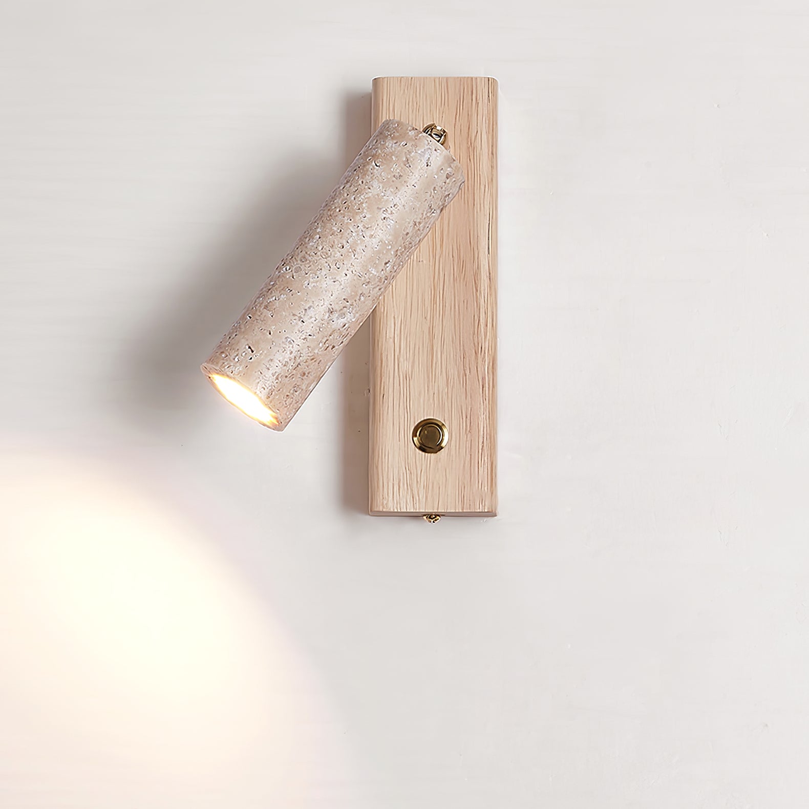 Ewan Cylindrical Travertine Wall Light SpotLight-Neutral Decor
