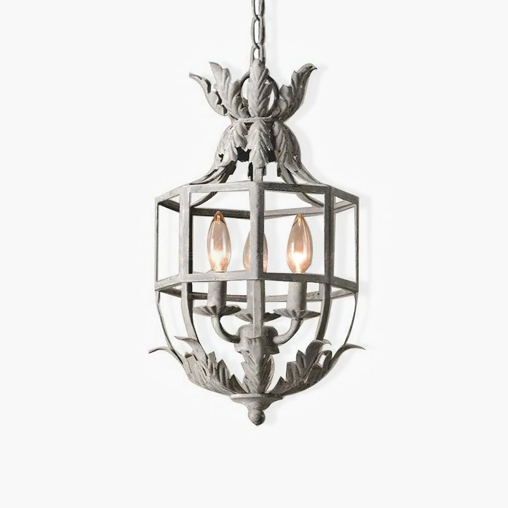 Lustra Chandelier Retro Cage Grey Candle-Neutral Decor