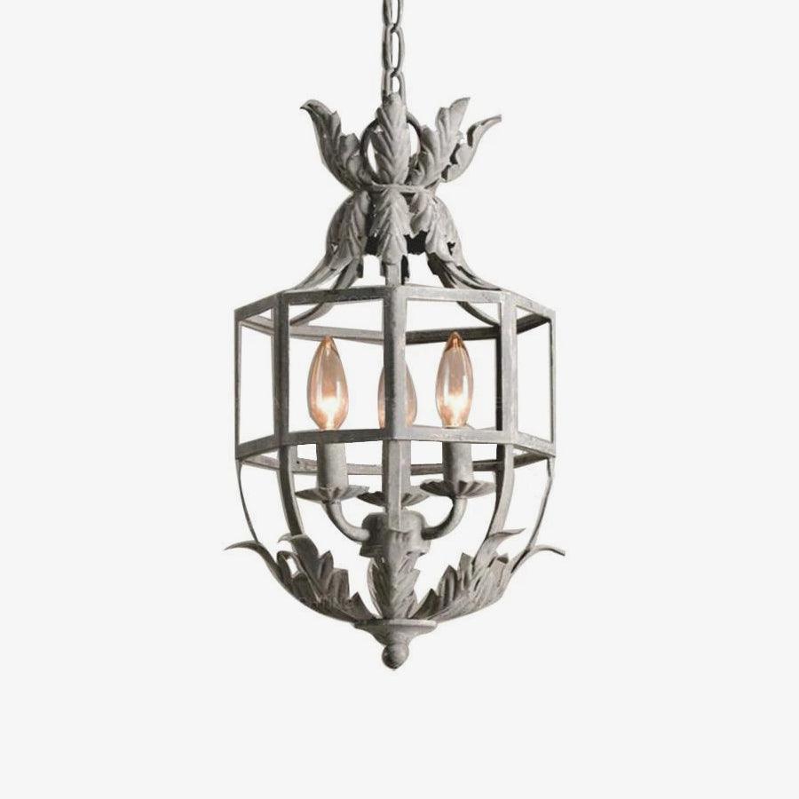 Lustra Chandelier Retro Cage Grey Candle-Neutral Decor