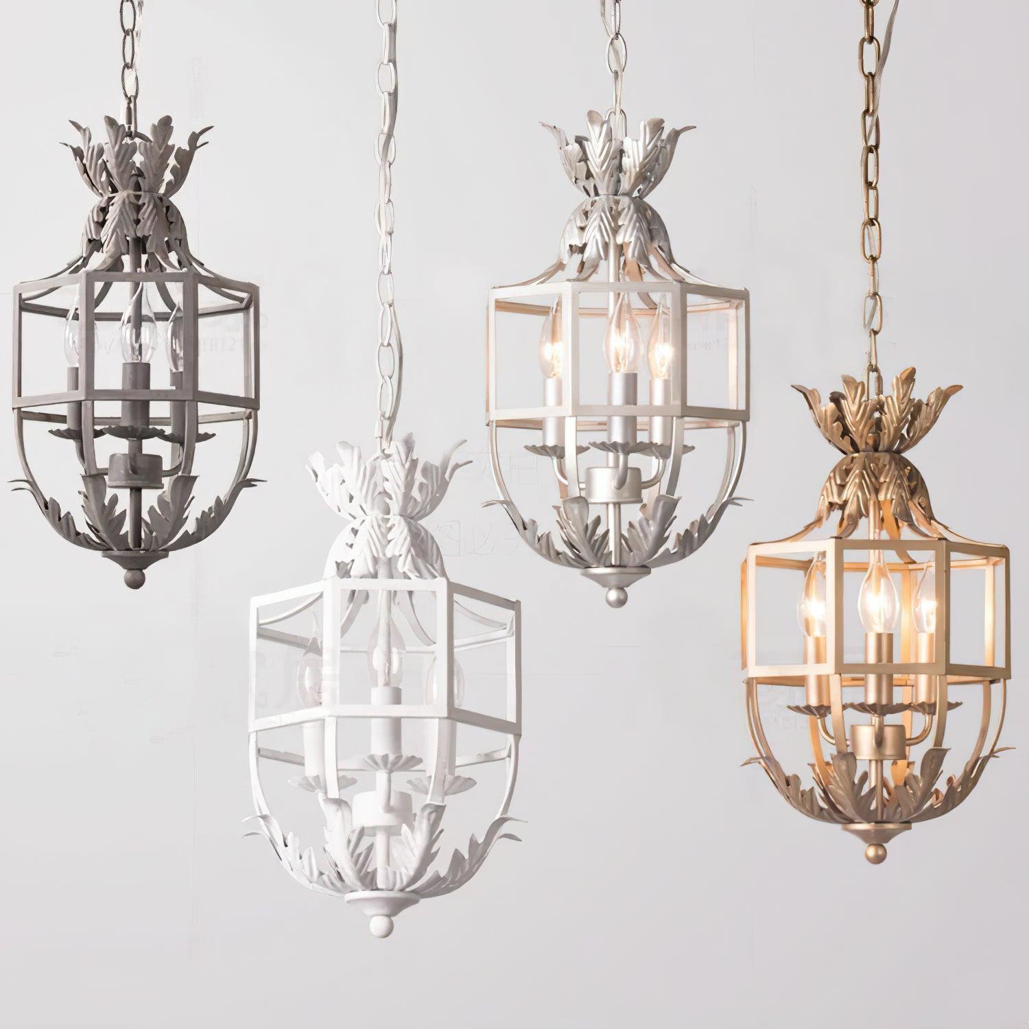 Lustra Chandelier Retro Cage Grey Candle-Neutral Decor
