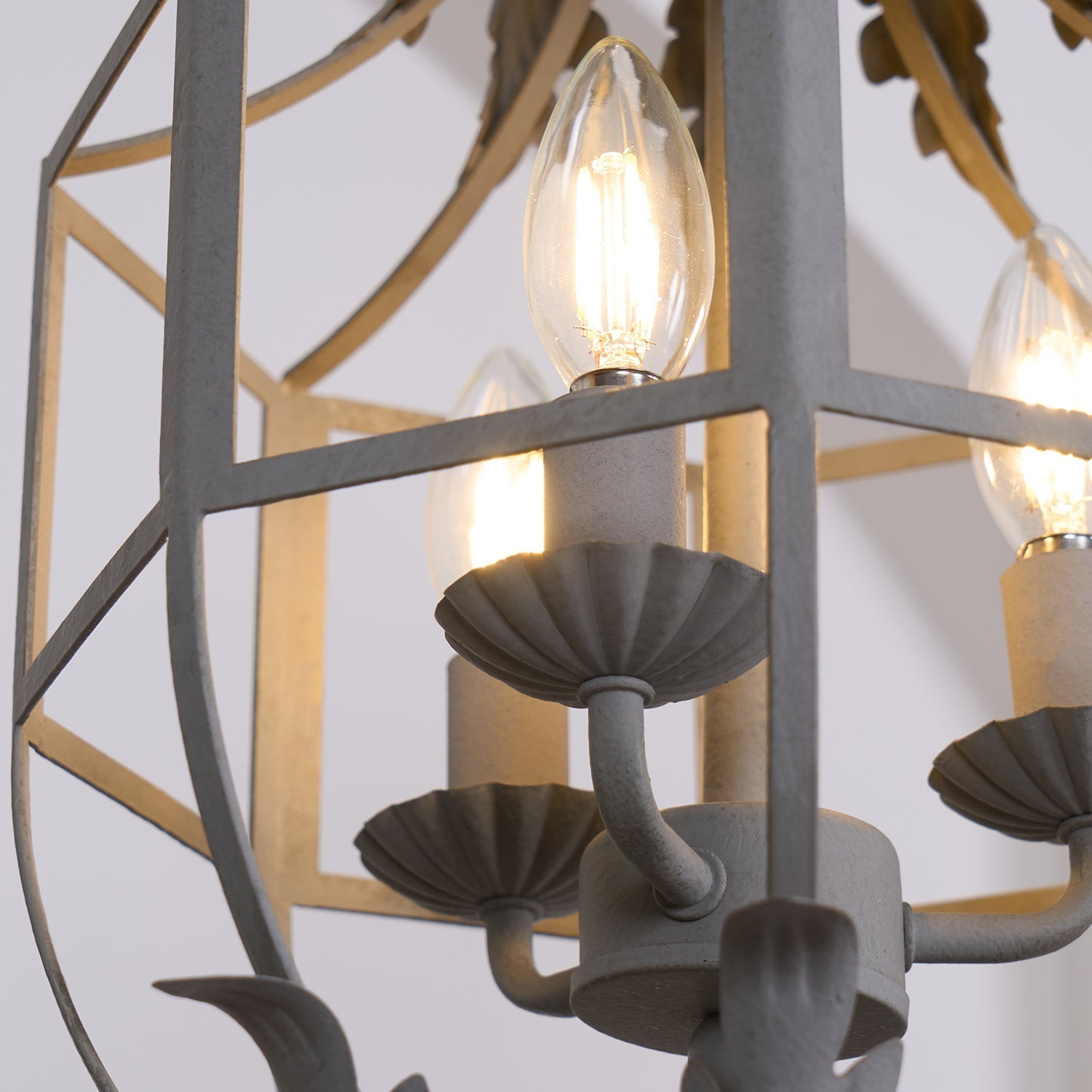 Lustra Chandelier Retro Cage Grey Candle-Neutral Decor