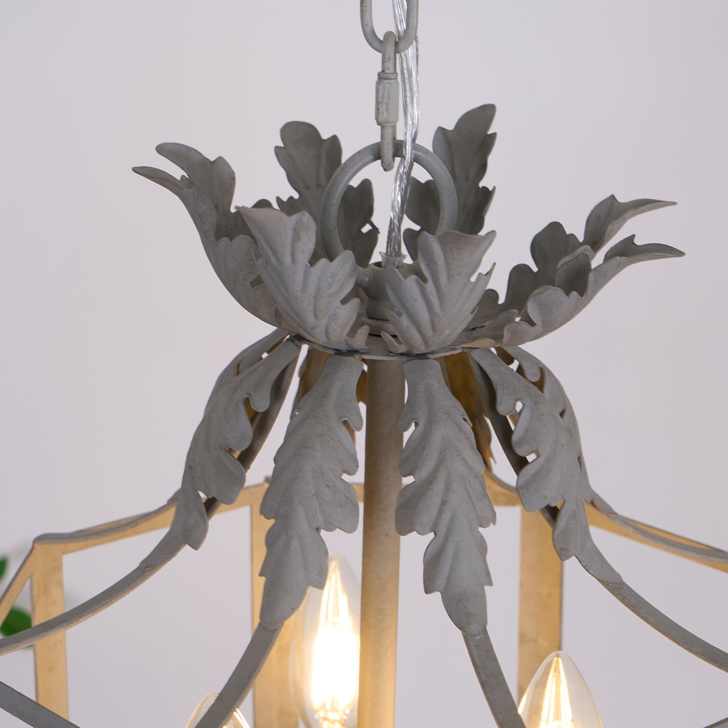 Lustra Chandelier Retro Cage Grey Candle-Neutral Decor