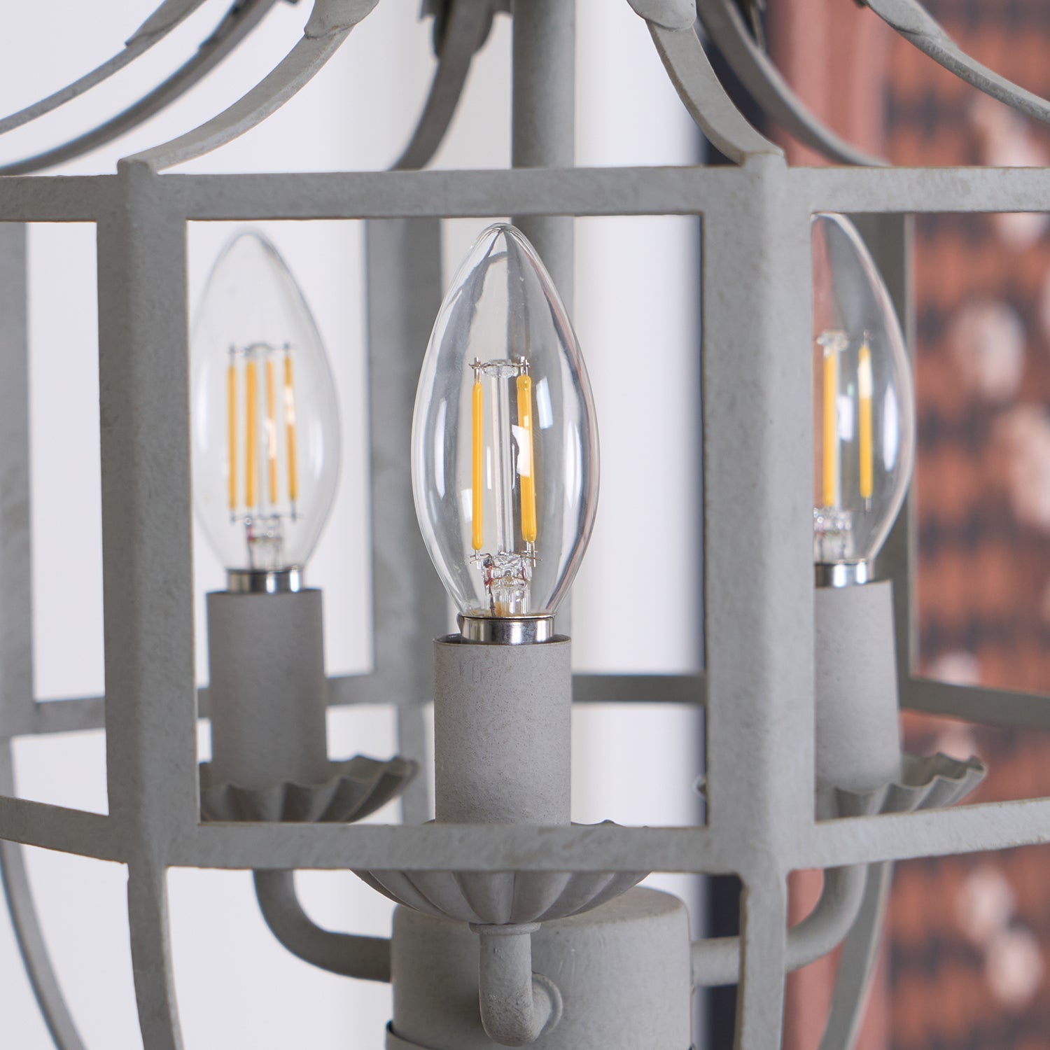 Lustra Chandelier Retro Cage Grey Candle-Neutral Decor