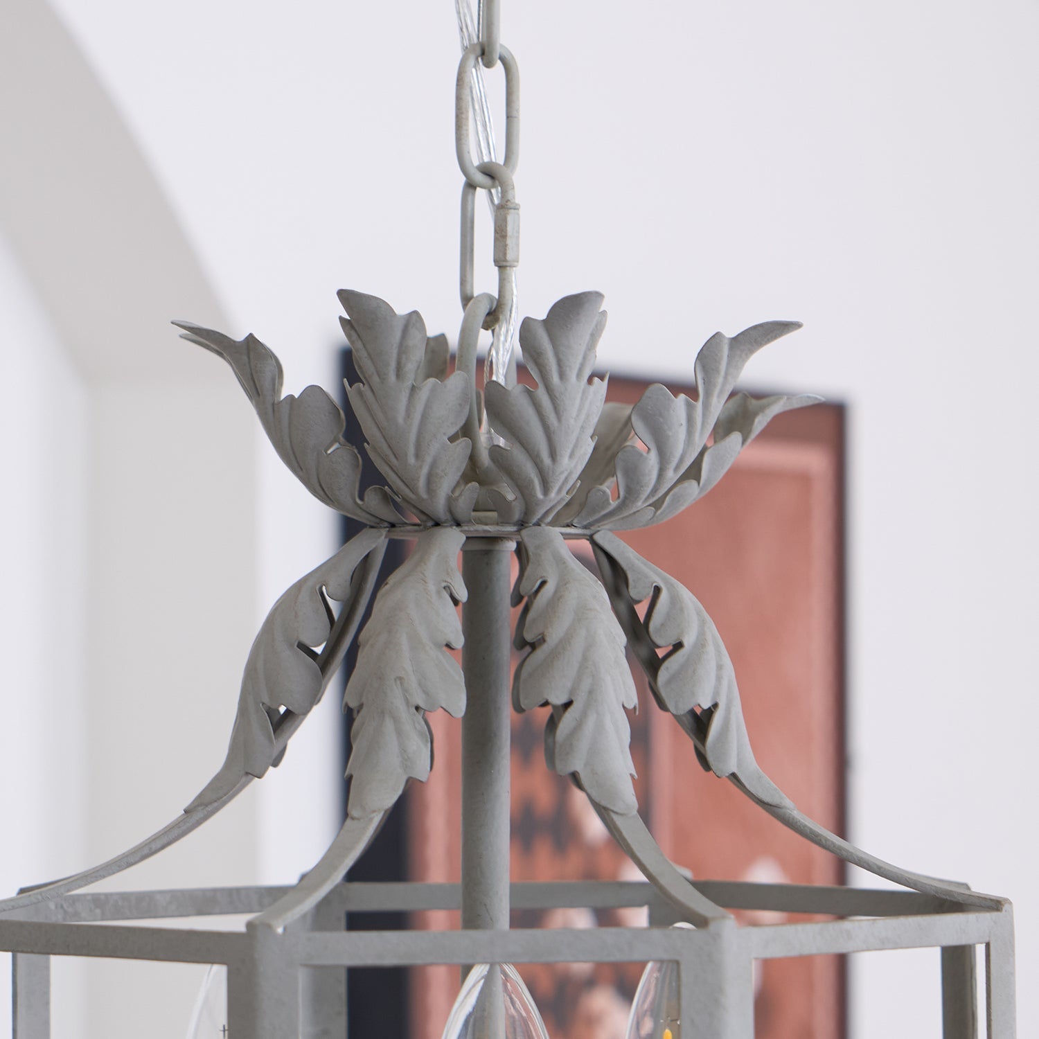 Lustra Chandelier Retro Cage Grey Candle-Neutral Decor