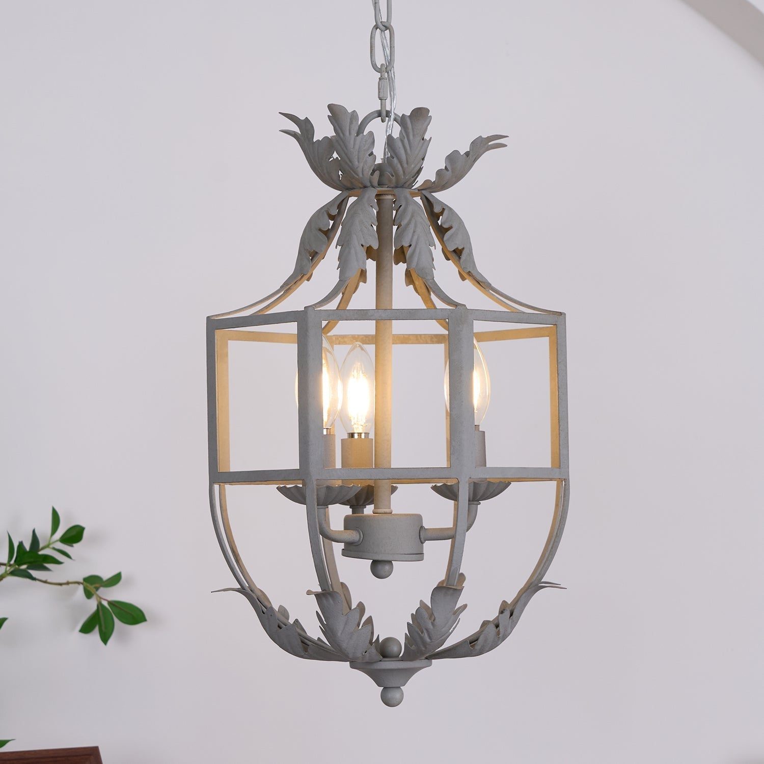 Lustra Chandelier Retro Cage Grey Candle-Neutral Decor