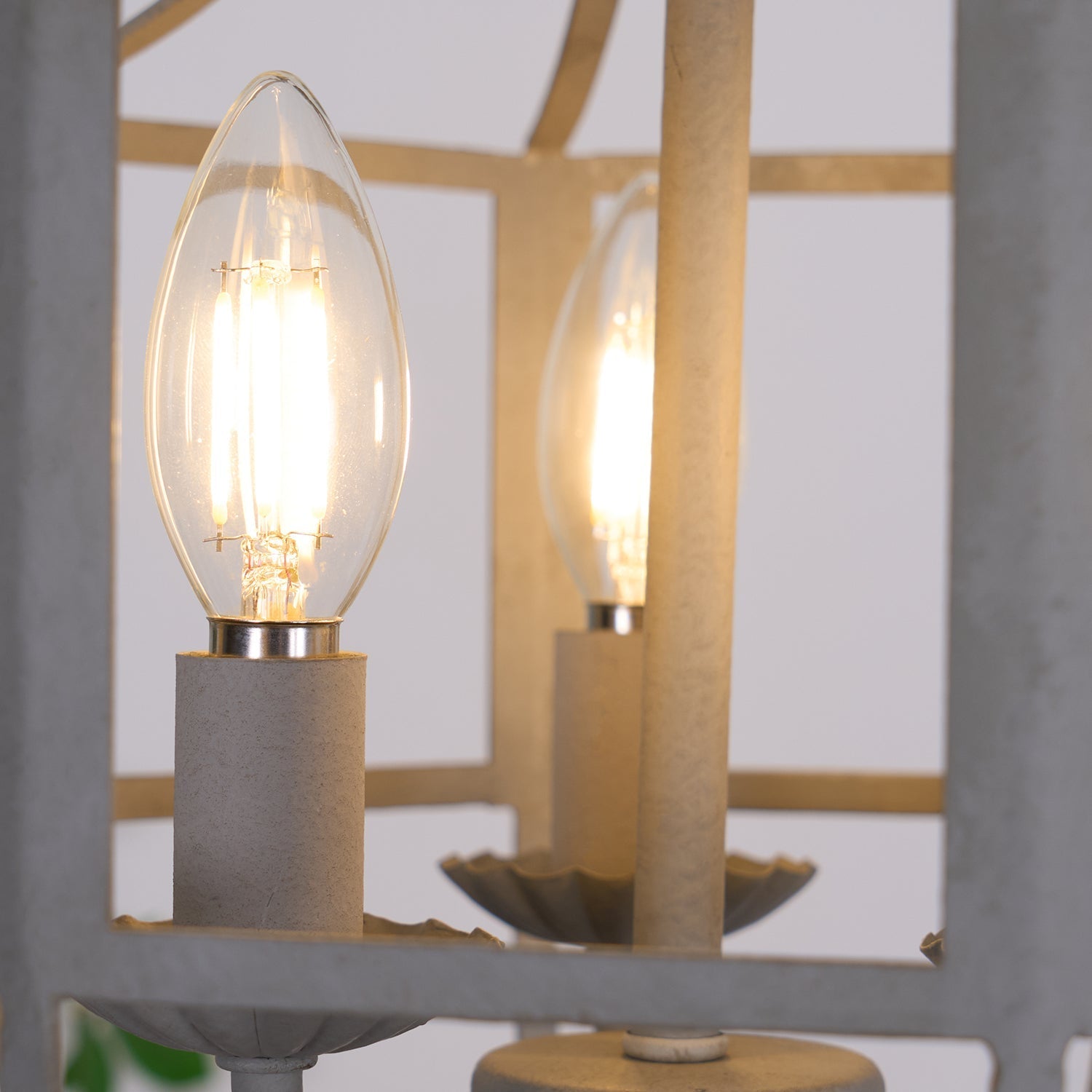 Lustra Chandelier Retro Cage Grey Candle-Neutral Decor