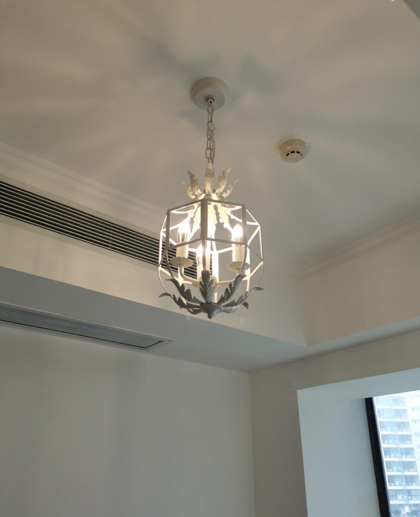 Lustra Chandelier Retro Cage Grey Candle-Neutral Decor
