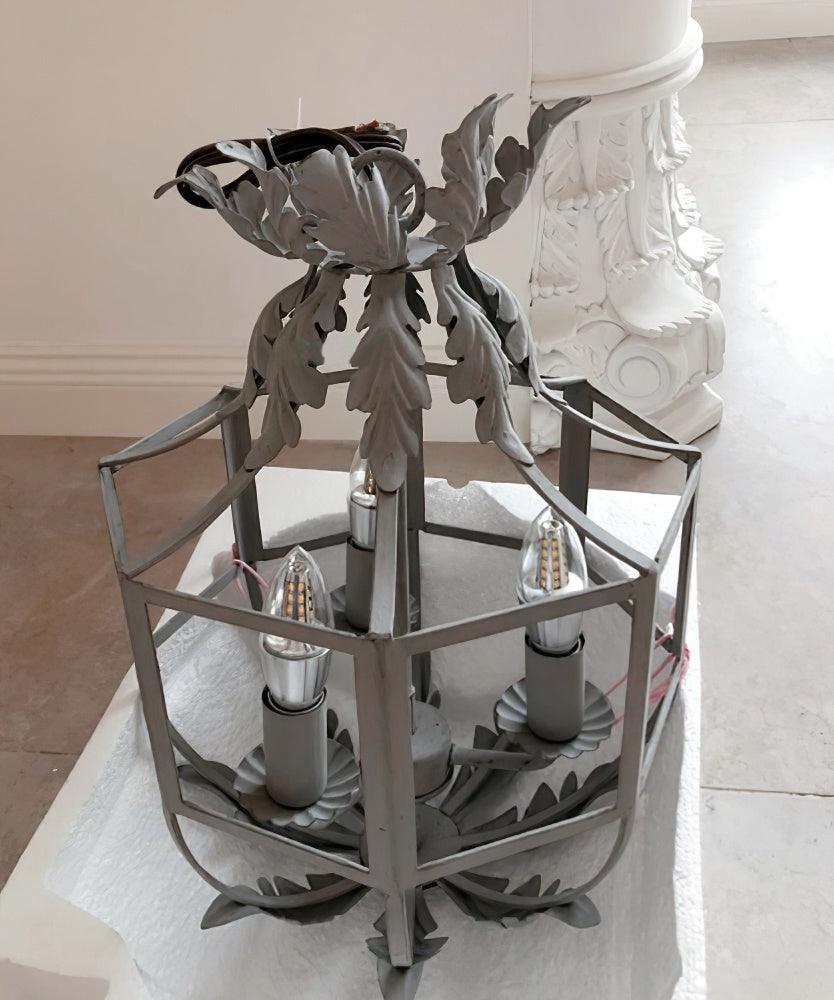 Lustra Chandelier Retro Cage Grey Candle-Neutral Decor