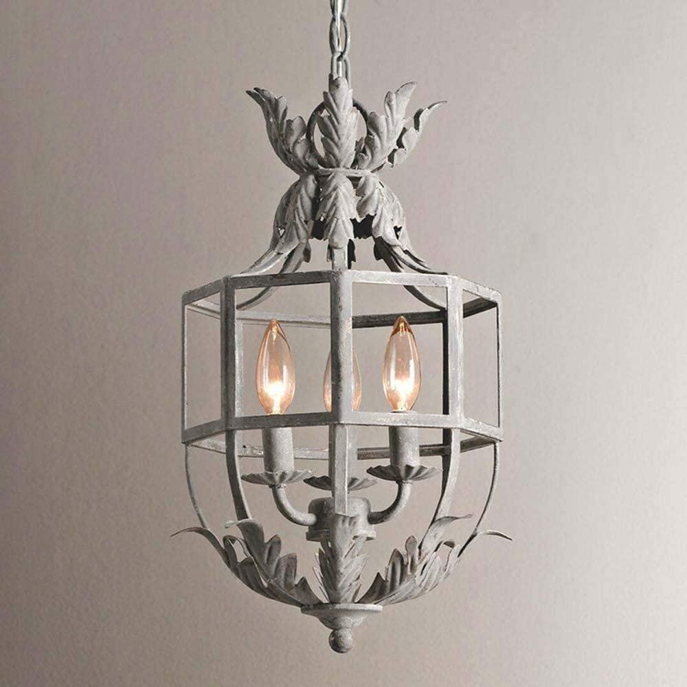 Lustra Chandelier Retro Cage Grey Candle-Neutral Decor