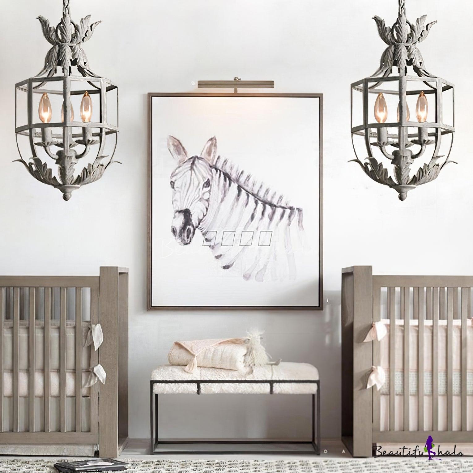Lustra Chandelier Retro Cage Grey Candle-Neutral Decor