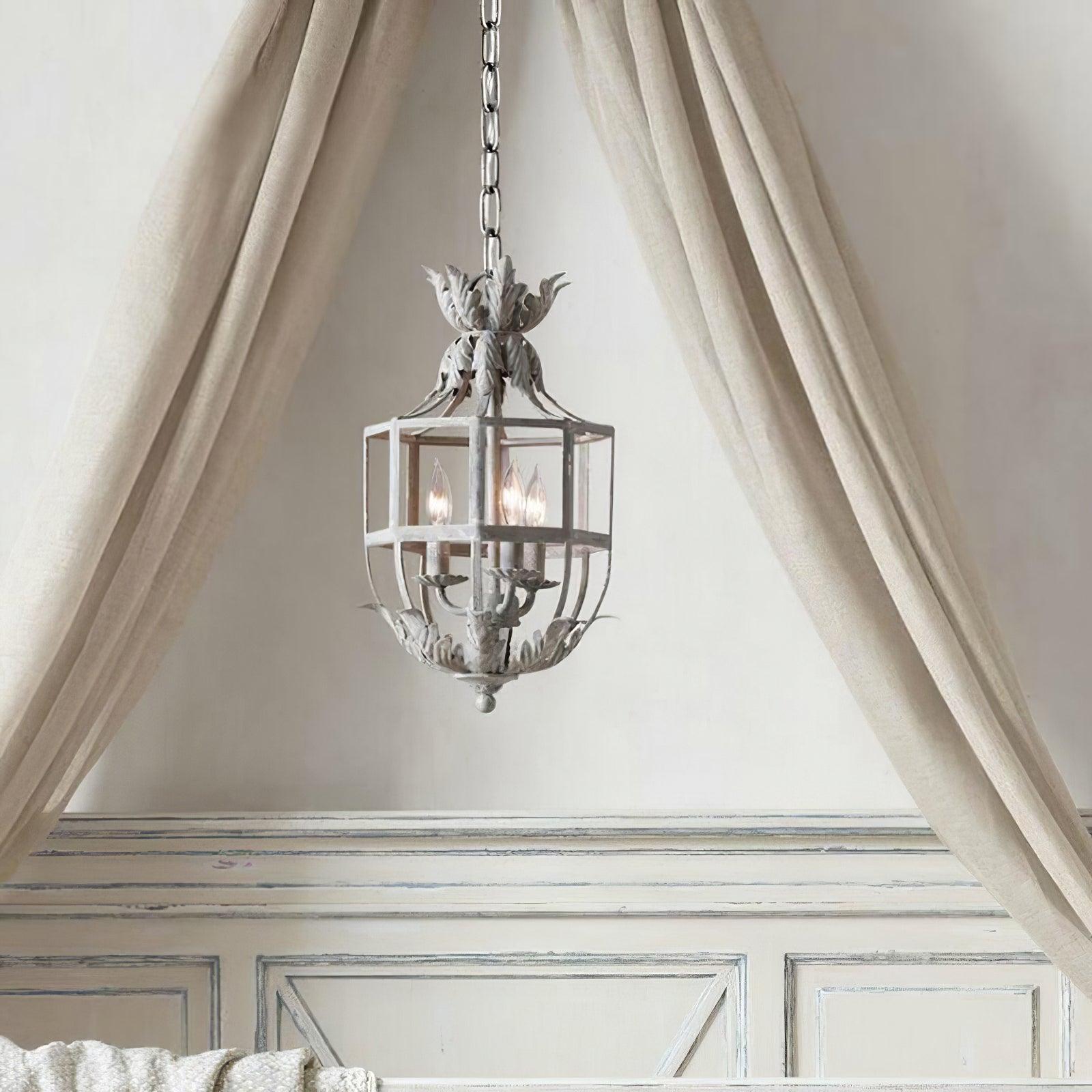 Lustra Chandelier Retro Cage Grey Candle-Neutral Decor