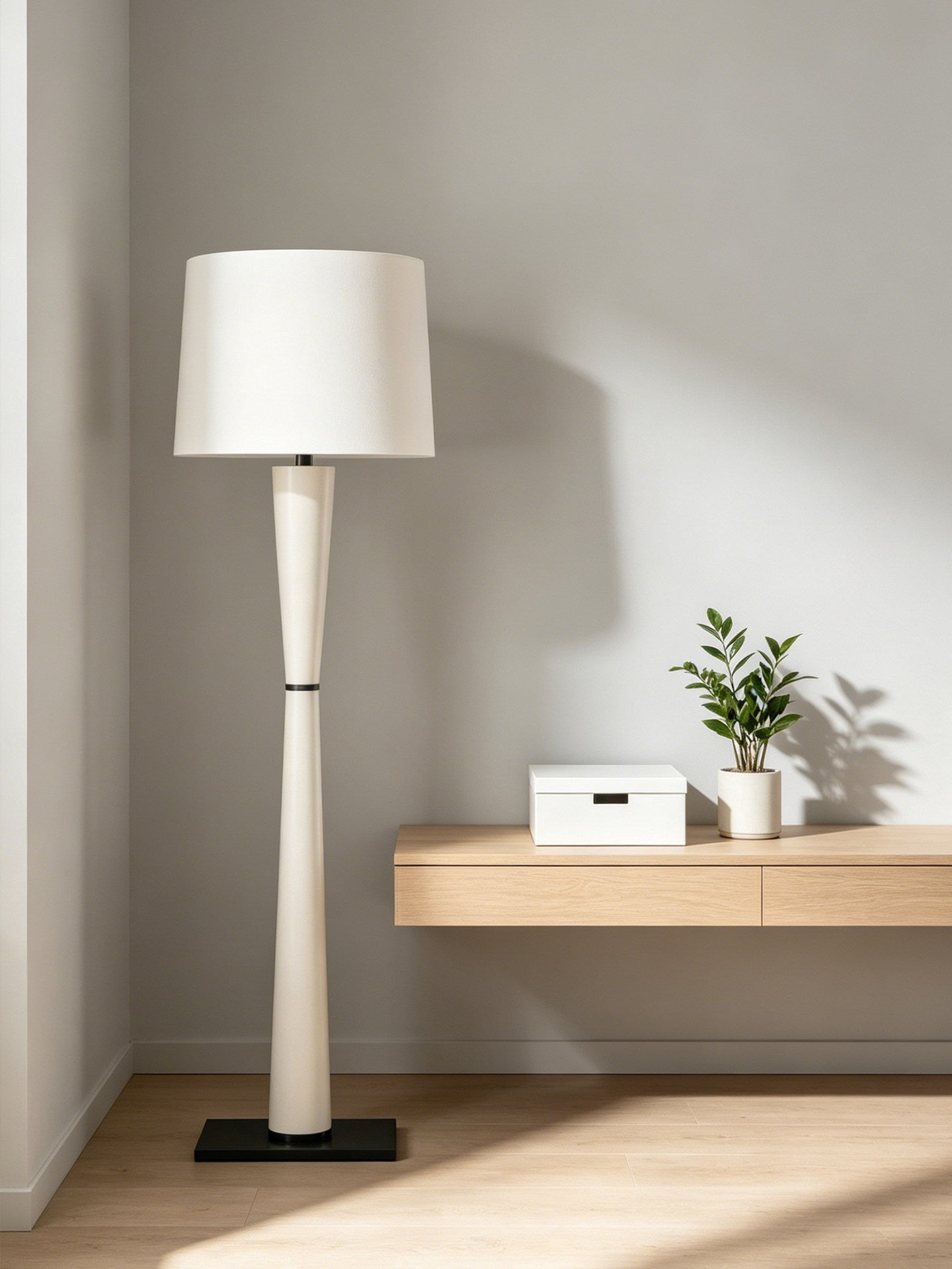 Luxe Leather Floor Lamp-Neutral Decor