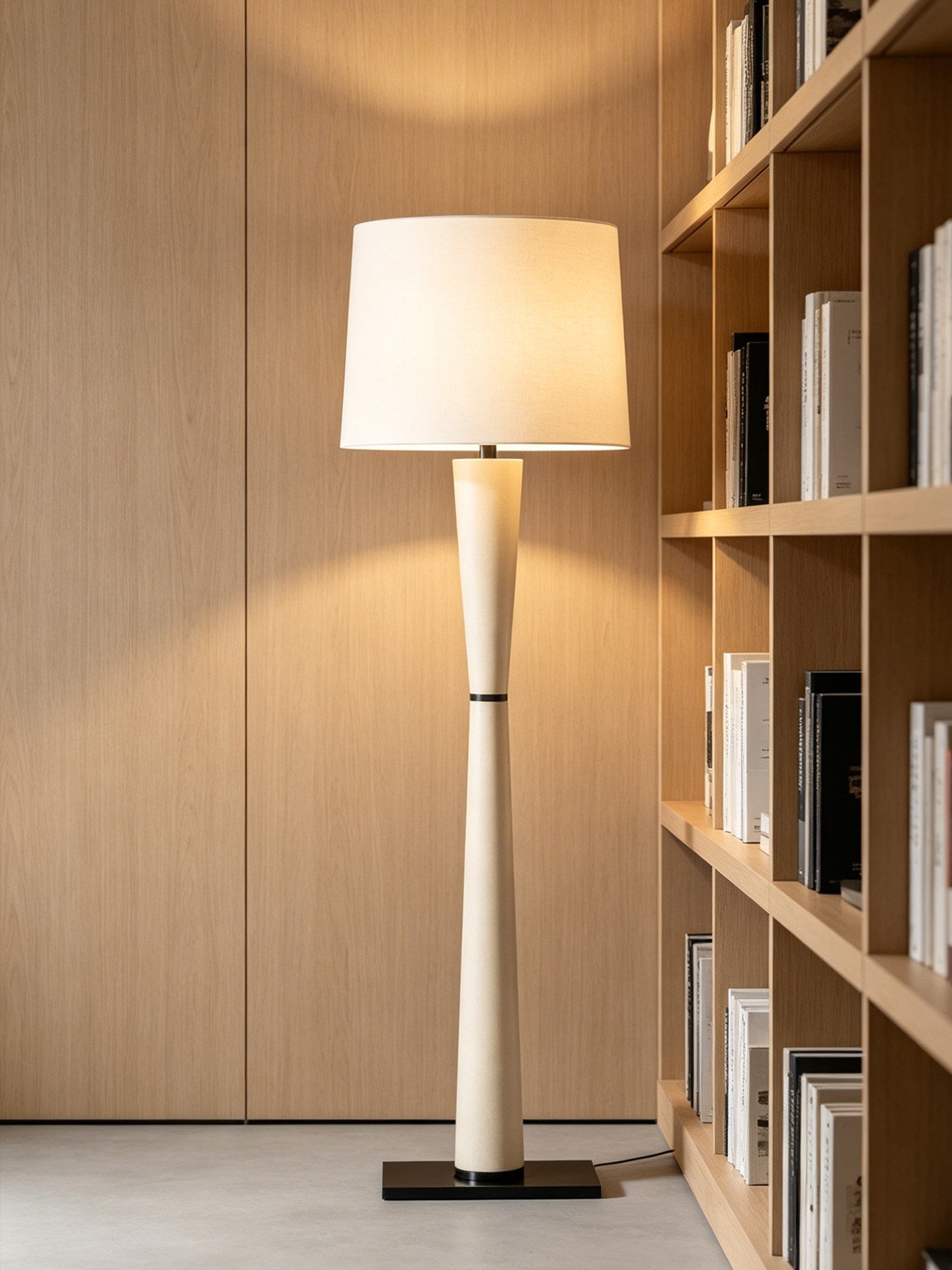 Luxe Leather Floor Lamp-Neutral Decor