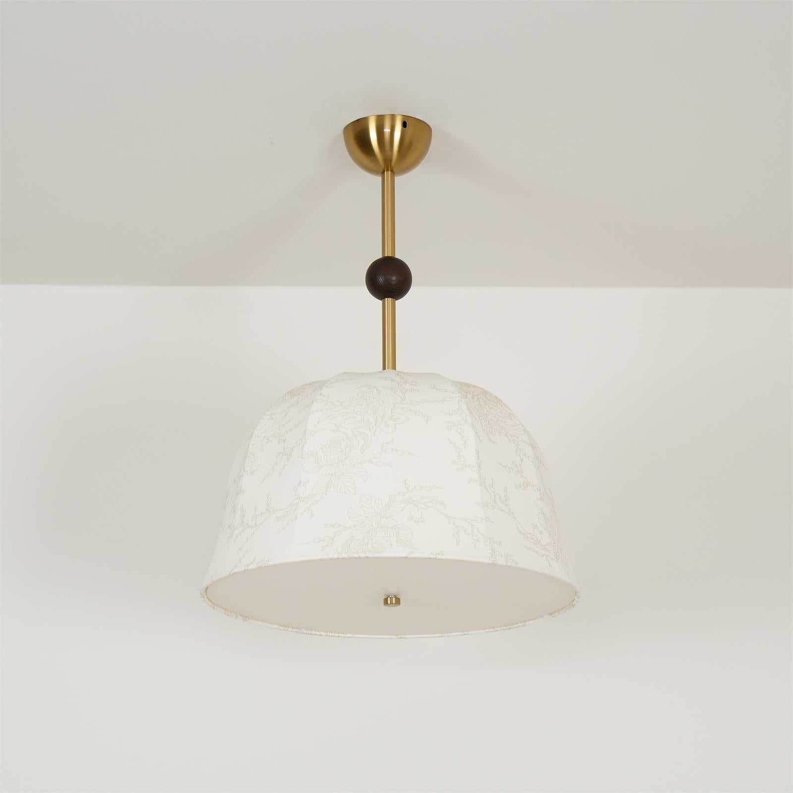 Ceiling Light in Fabric, Metal and Wood for Warm Interiors Elegant