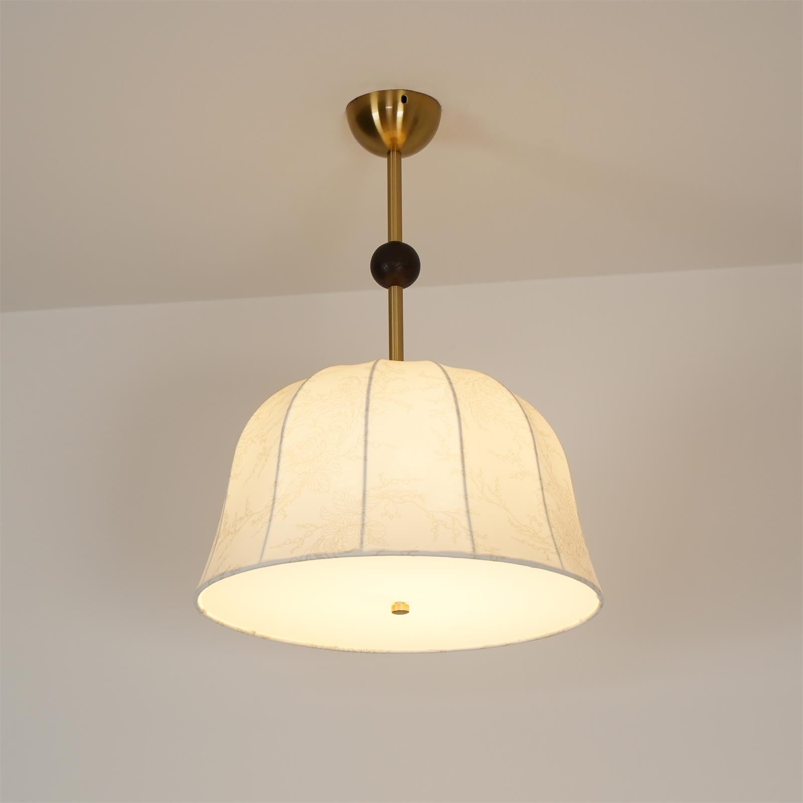 Ceiling Light in Fabric, Metal and Wood for Warm Interiors Elegant