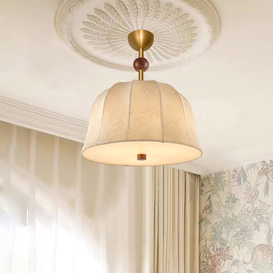 Ceiling Light in Fabric, Metal and Wood for Warm Interiors Elegant