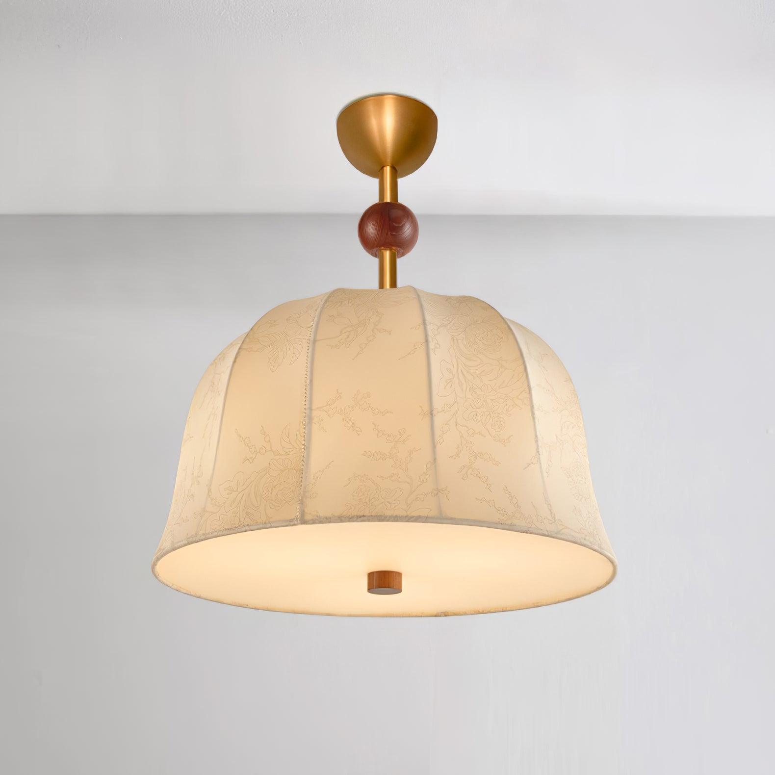 Ceiling Light in Fabric, Metal and Wood for Warm Interiors Elegant