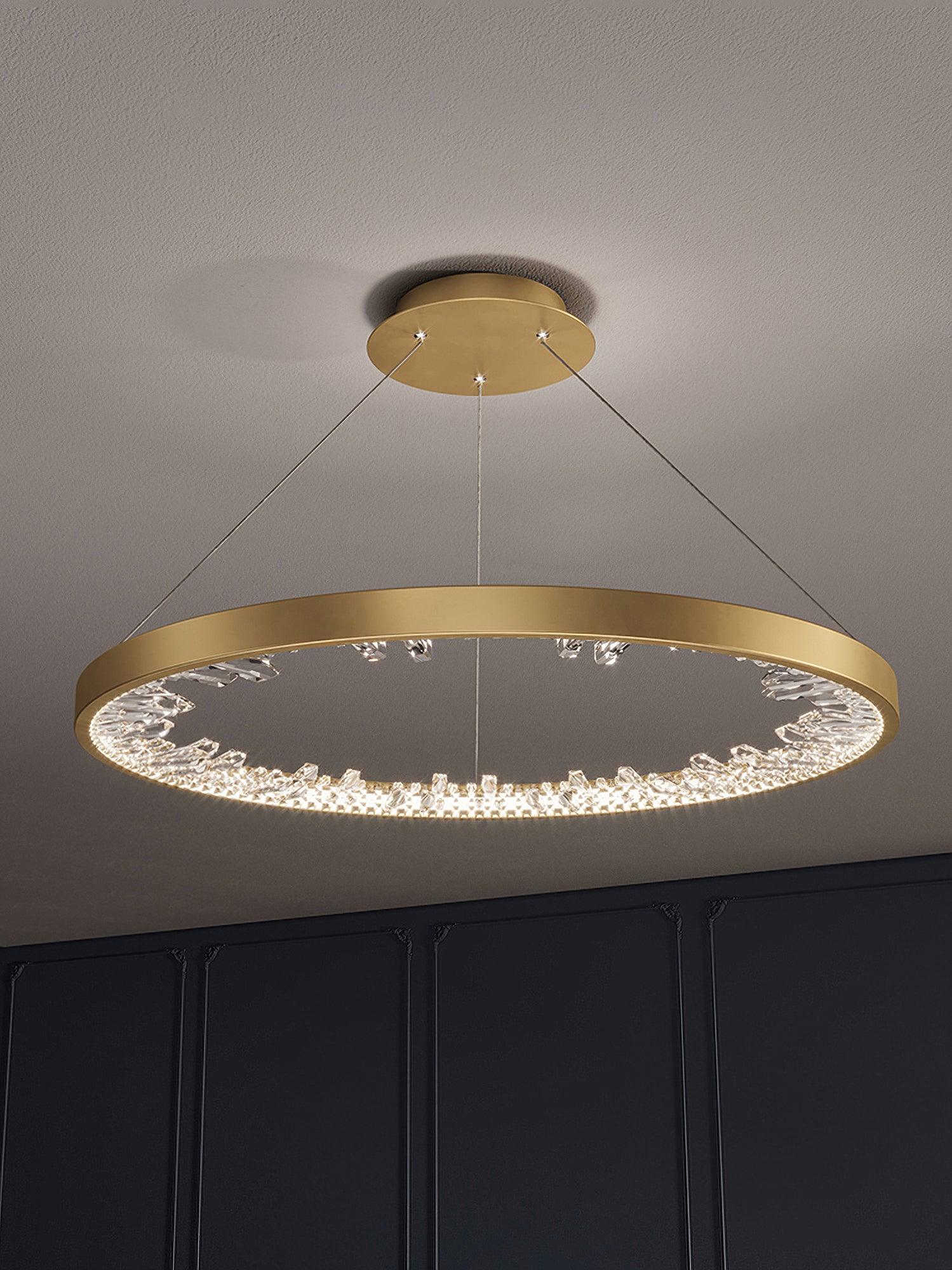 Calen Chandelier Circle Crystal Gold Ring Elegant-Neutral Decor