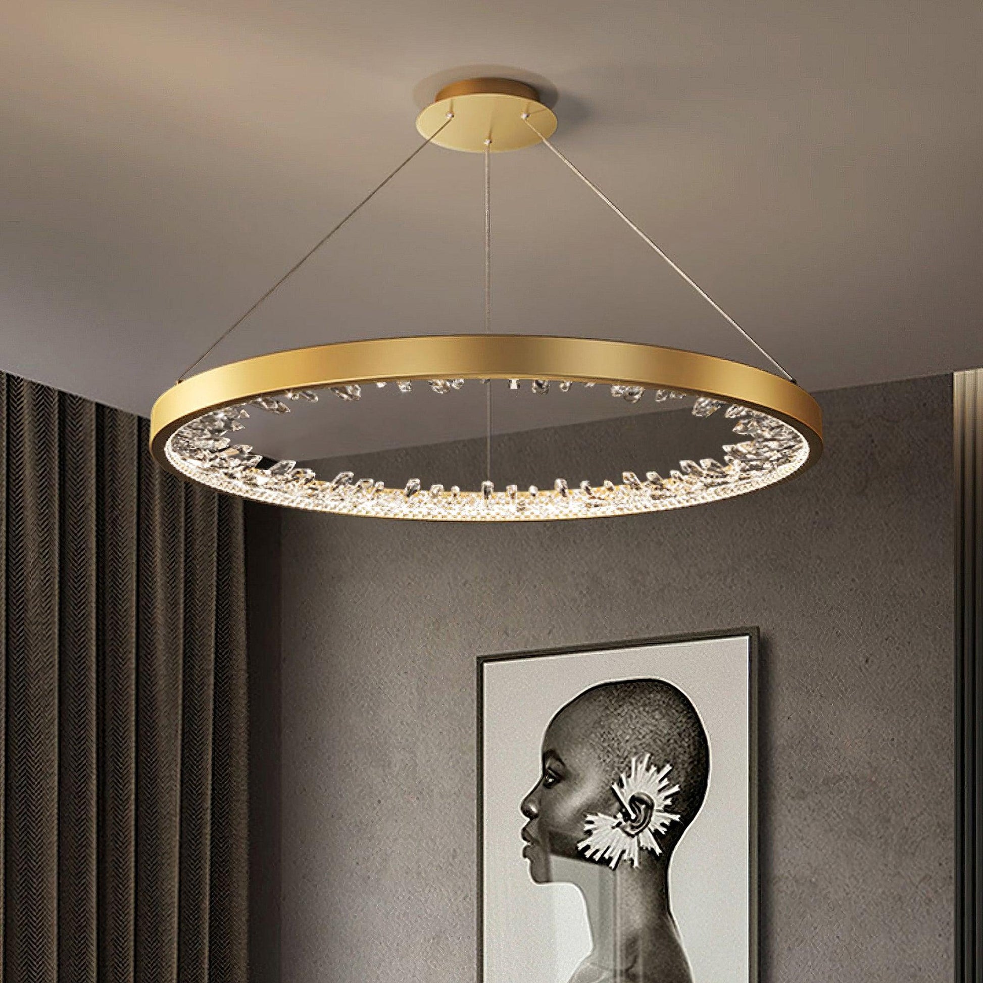Calen Chandelier Circle Crystal Gold Ring Elegant-Neutral Decor