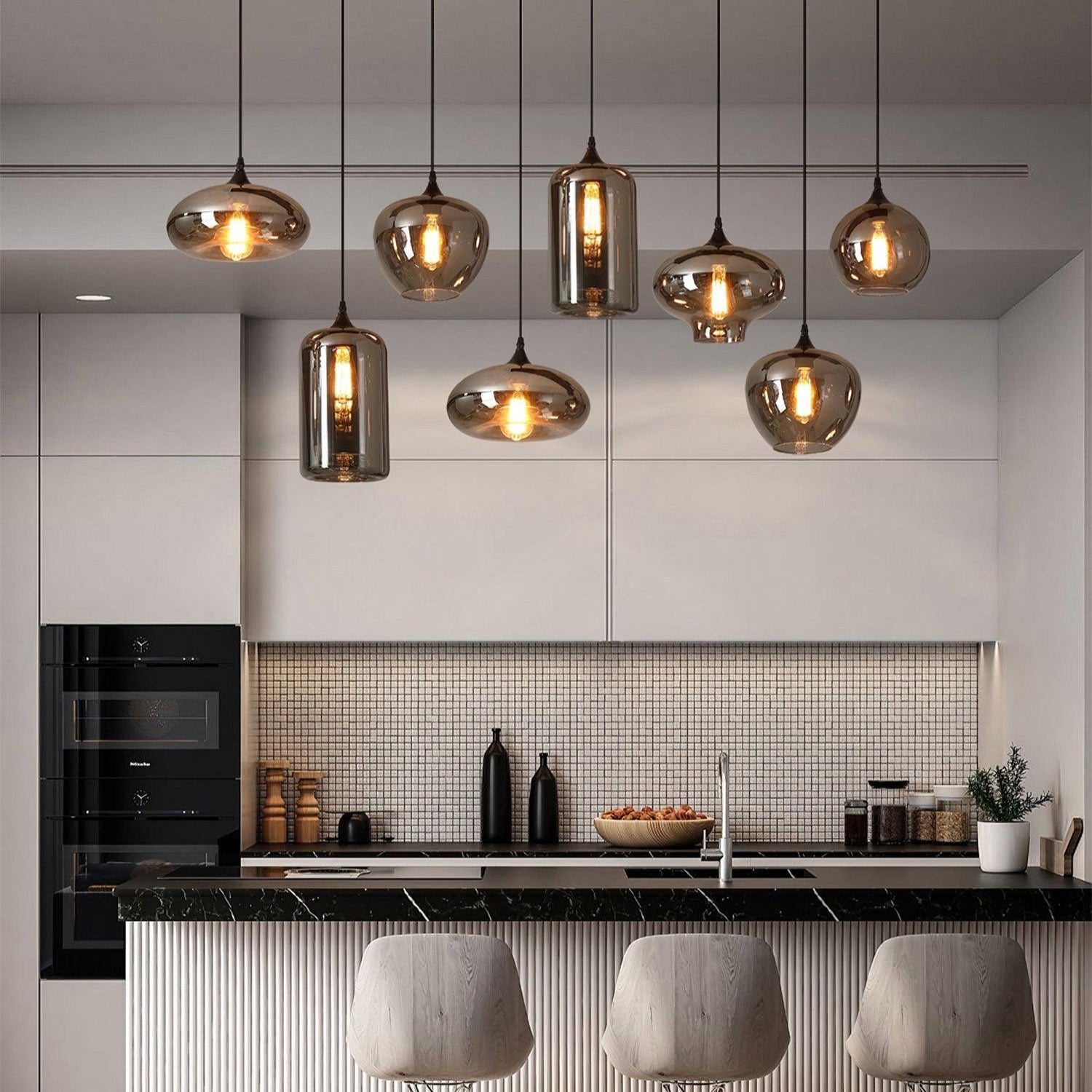 Mirelia Glass Industrial Pendant Light-Neutral Decor