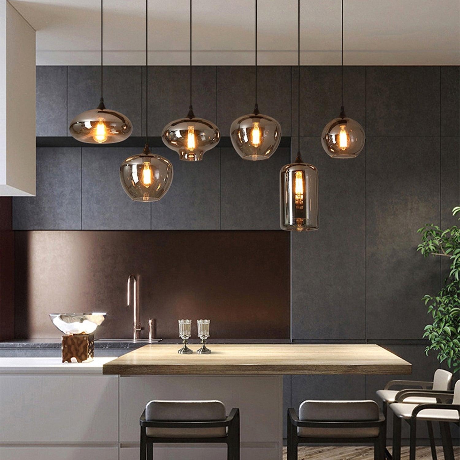 Tevely Glass Industrial Chic Pendant Light-Neutral Decor