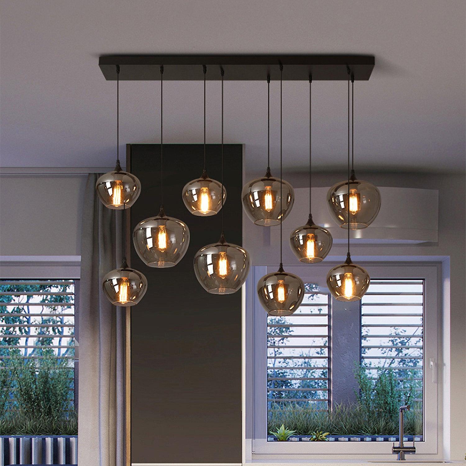 Tevely Glass Industrial Chic Pendant Light-Neutral Decor