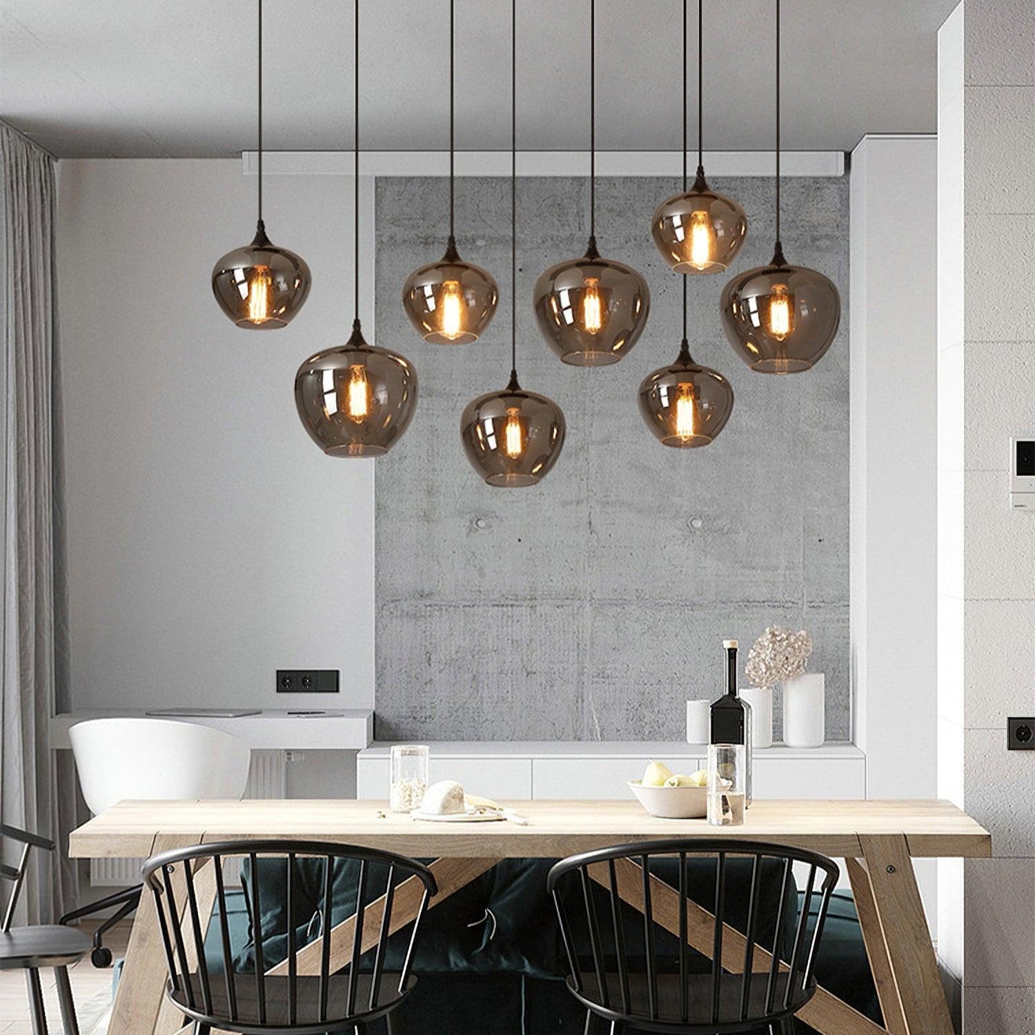 Mirelia Glass Industrial Pendant Light-Neutral Decor