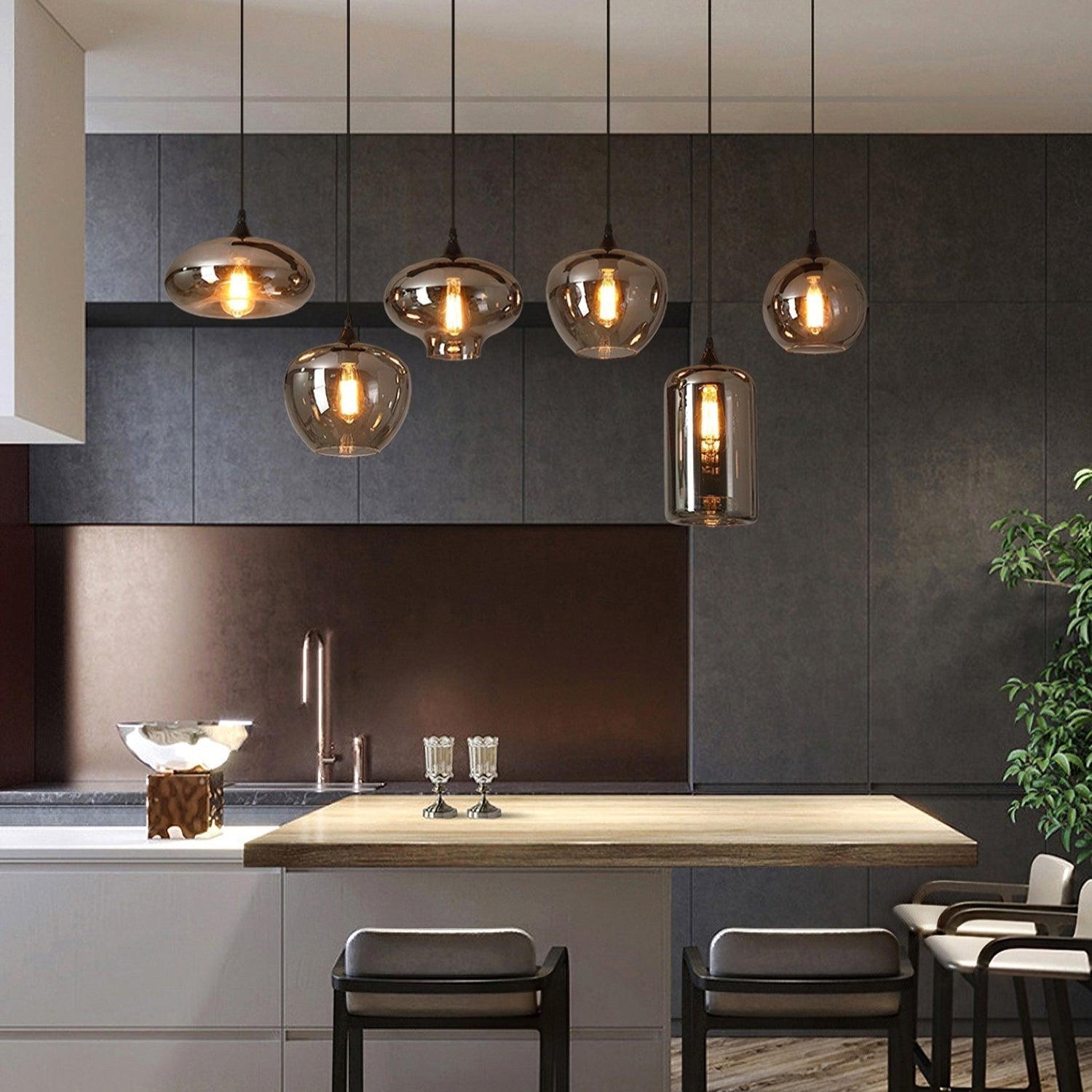 Tevely Glass Industrial Chic Pendant Light-Neutral Decor
