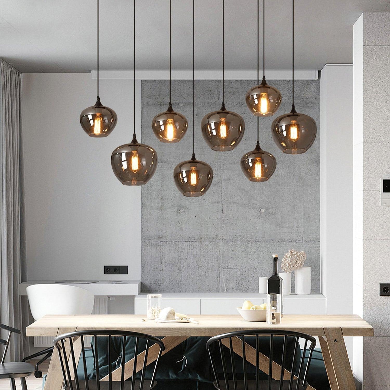 Mirelia Glass Industrial Pendant Light-Neutral Decor
