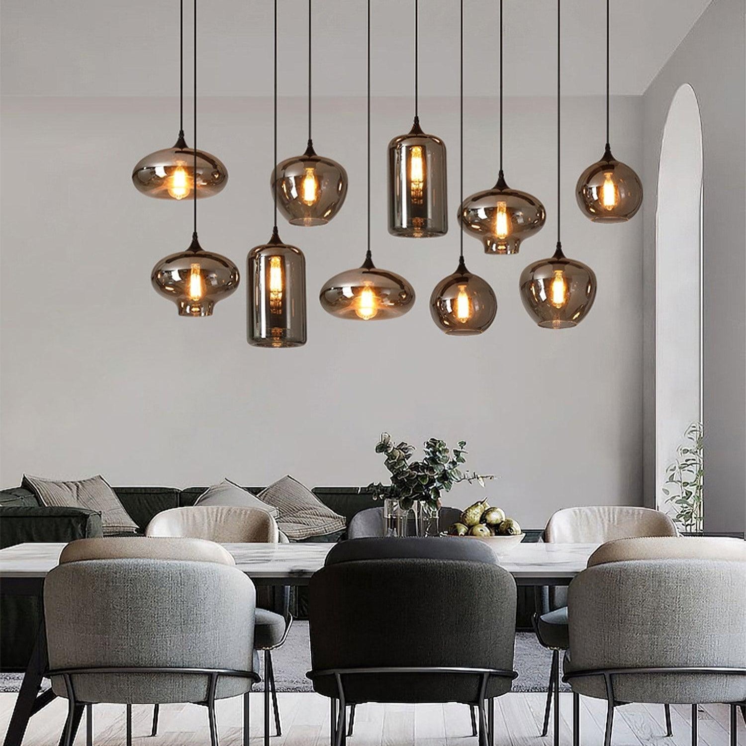 Mirelia Glass Industrial Pendant Light-Neutral Decor