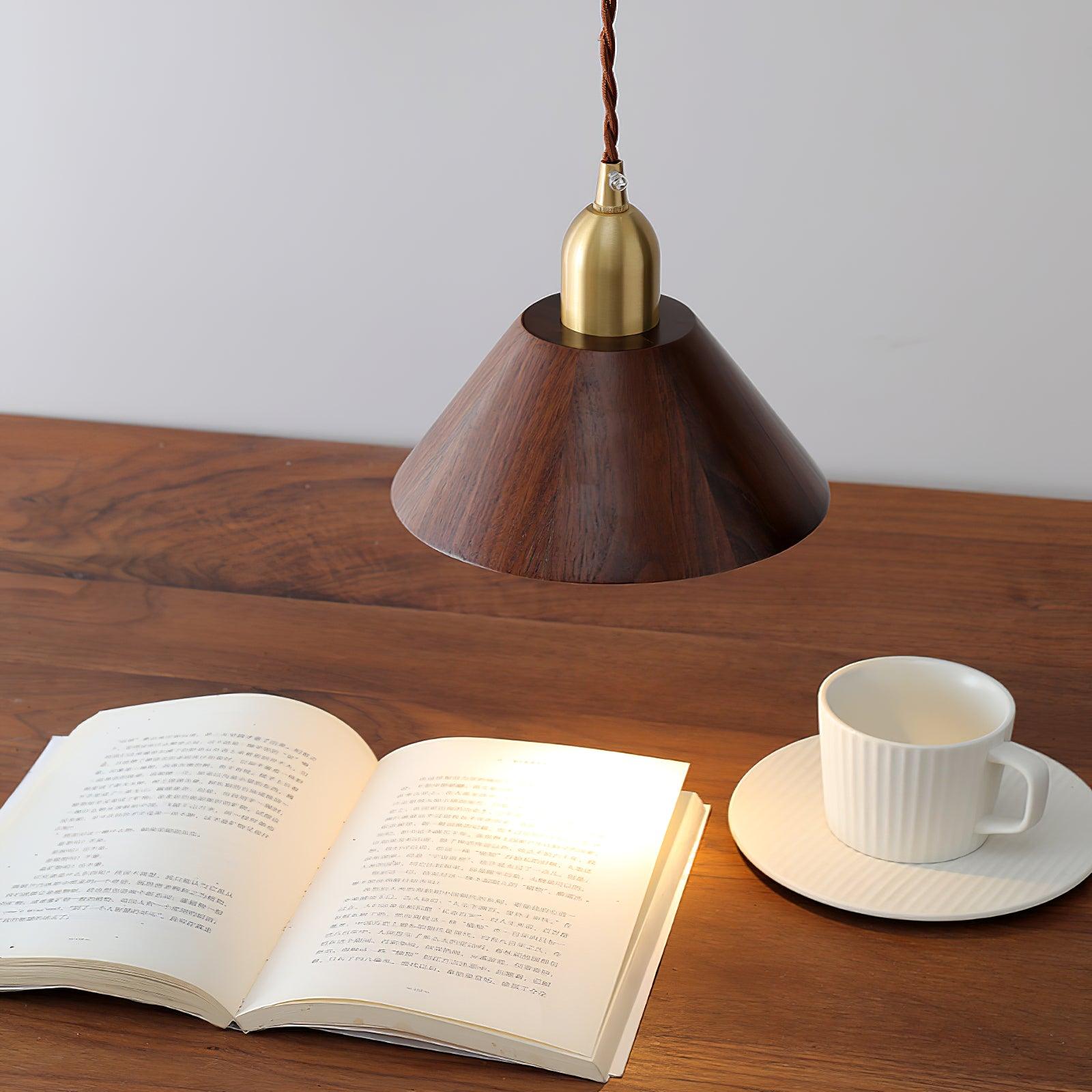Lustra Pendant Lamp Walnut Brass Modern for Living Room-Neutral Decor