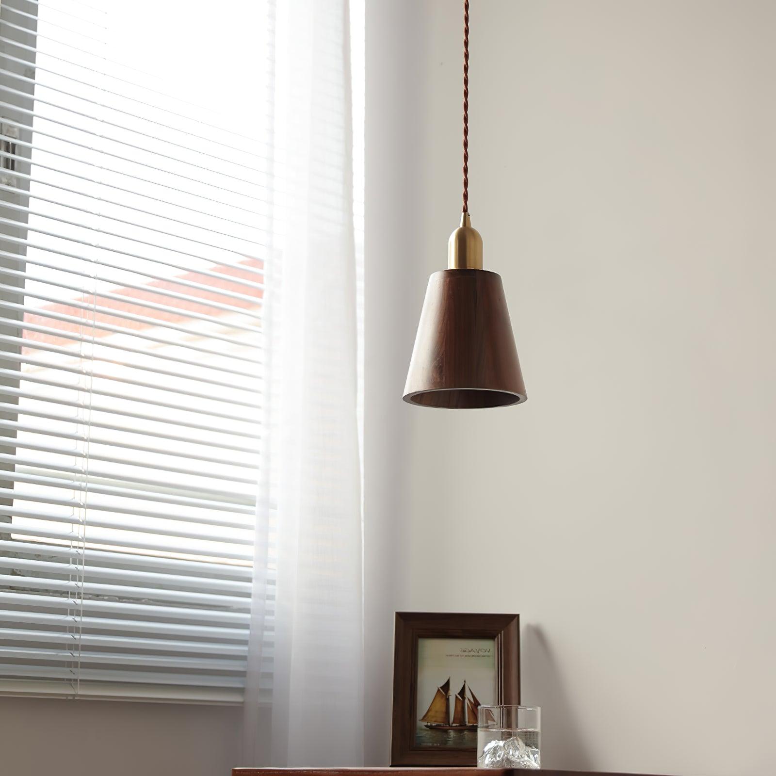 Lustra Pendant Lamp Walnut Brass Modern for Living Room-Neutral Decor