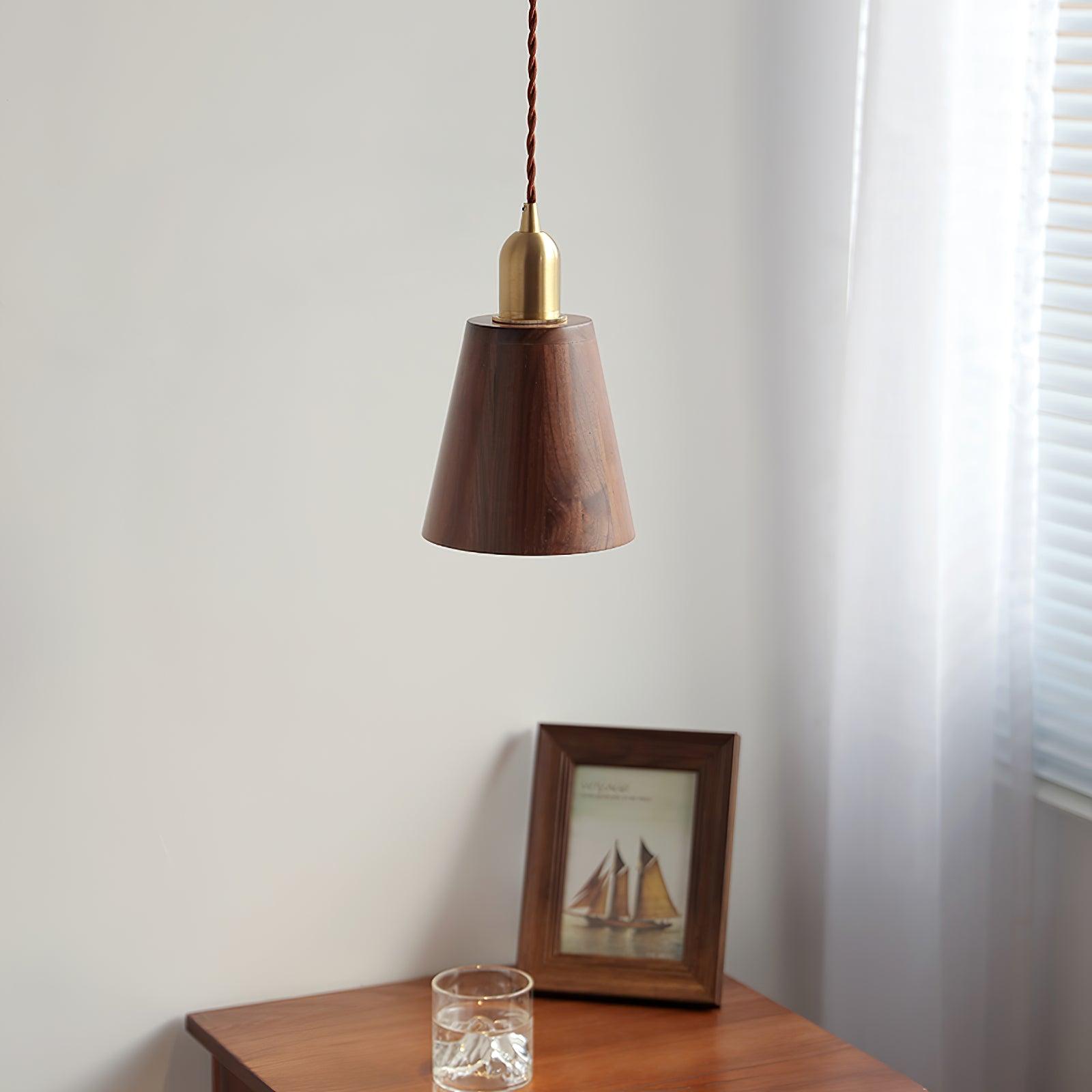Lustra Pendant Lamp Walnut Brass Modern for Living Room-Neutral Decor