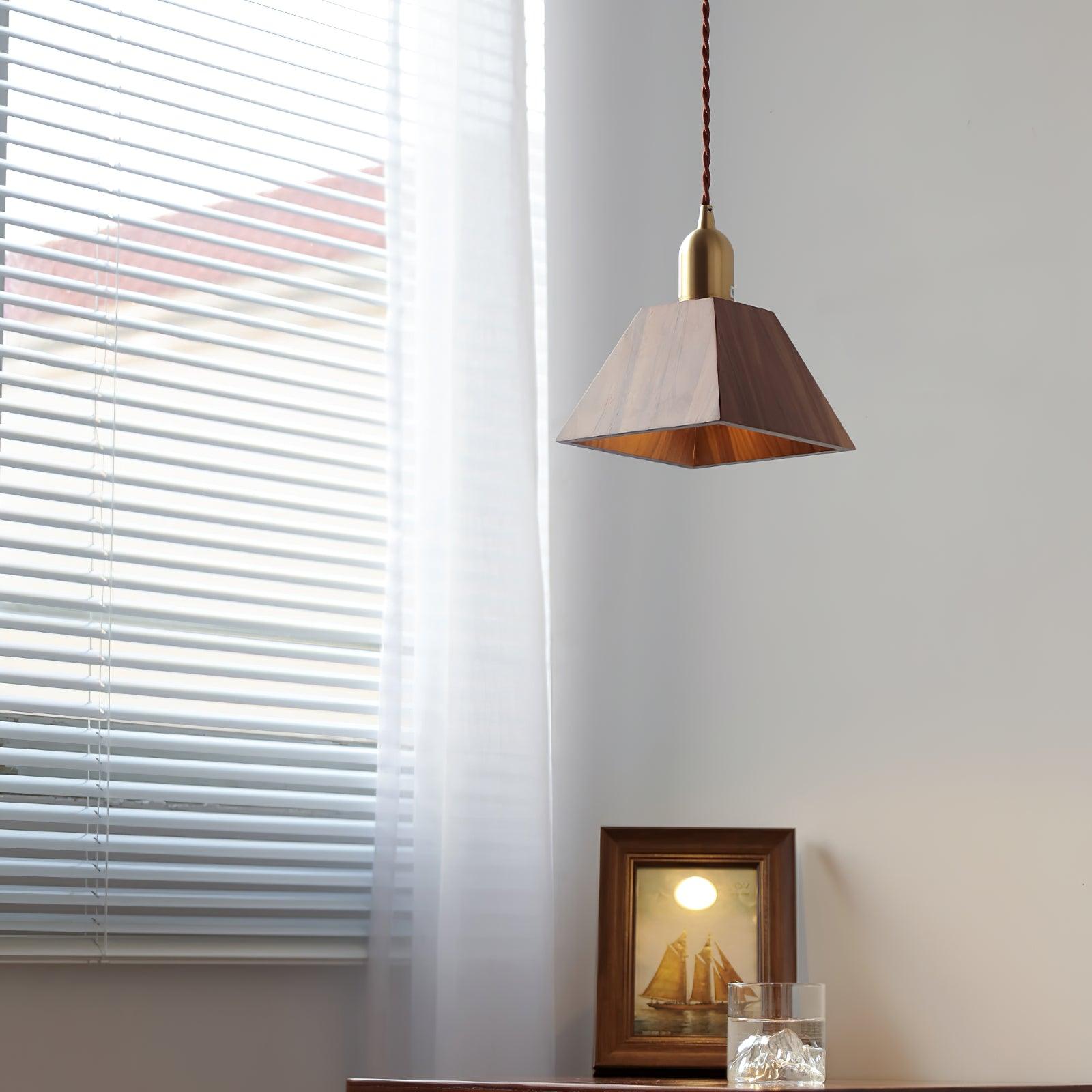 Lustra Pendant Lamp Walnut Brass Modern for Living Room-Neutral Decor