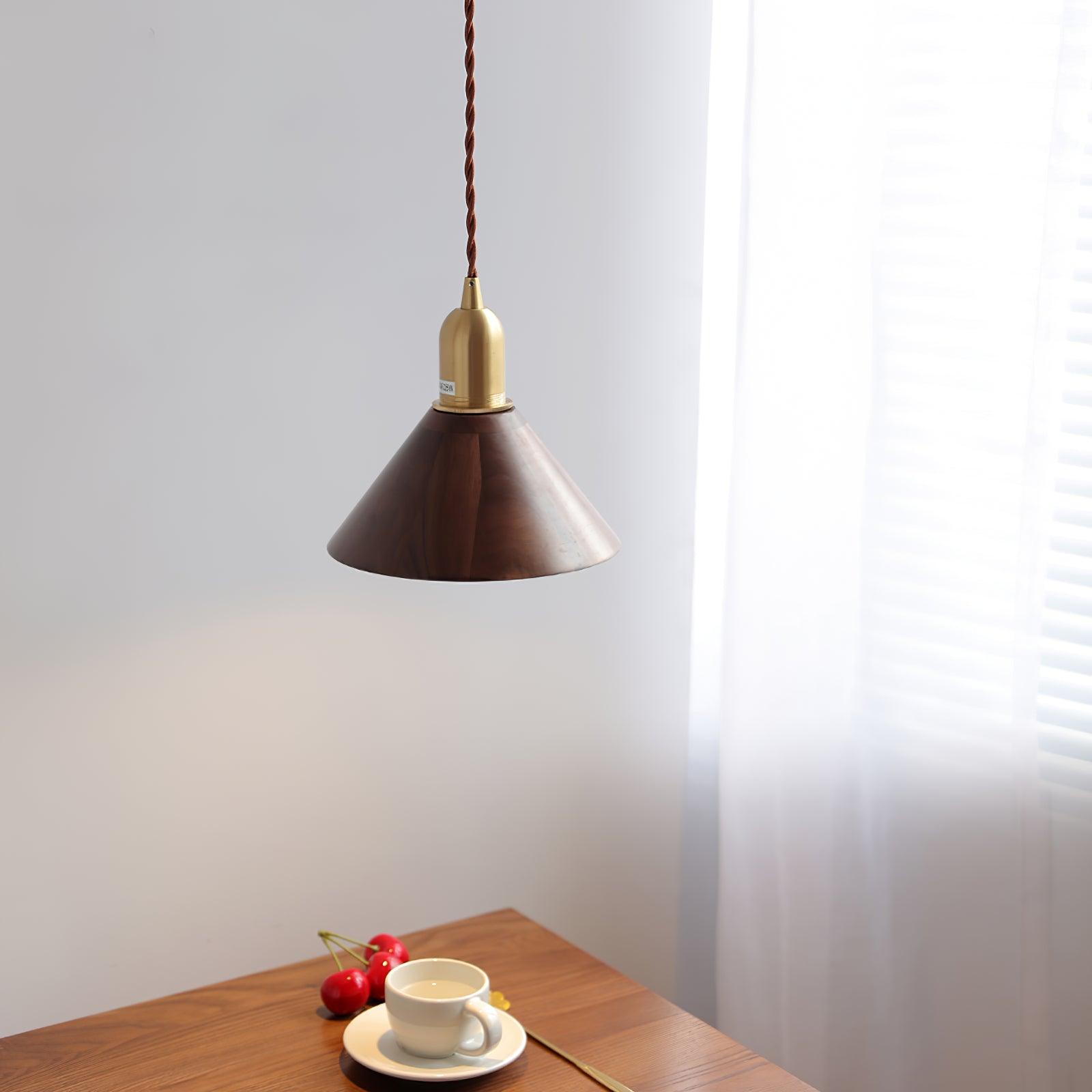 Lustra Pendant Lamp Walnut Brass Modern for Living Room-Neutral Decor