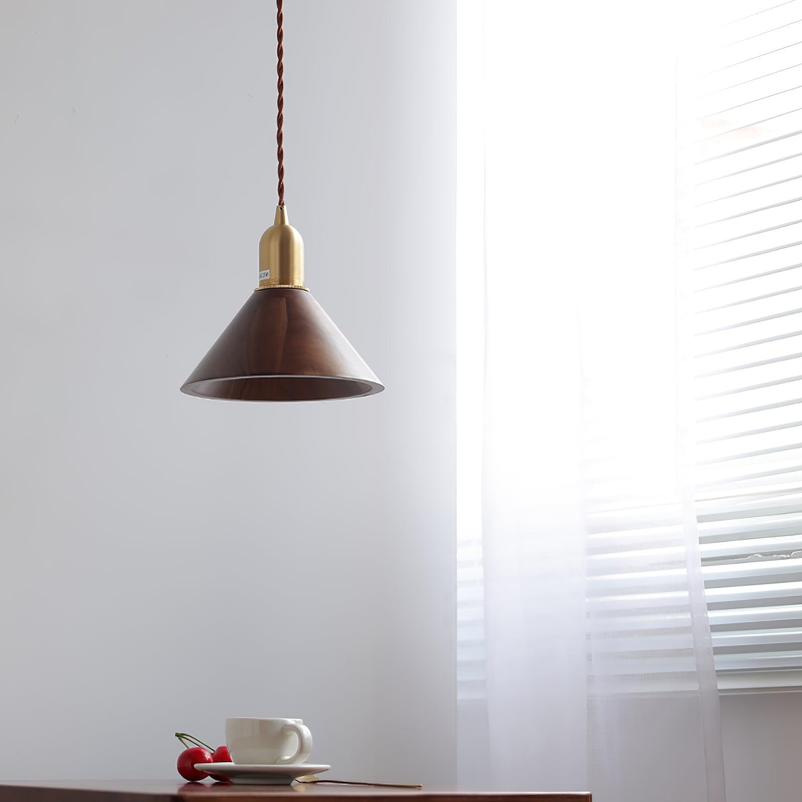 Lustra Pendant Lamp Walnut Brass Modern for Living Room-Neutral Decor