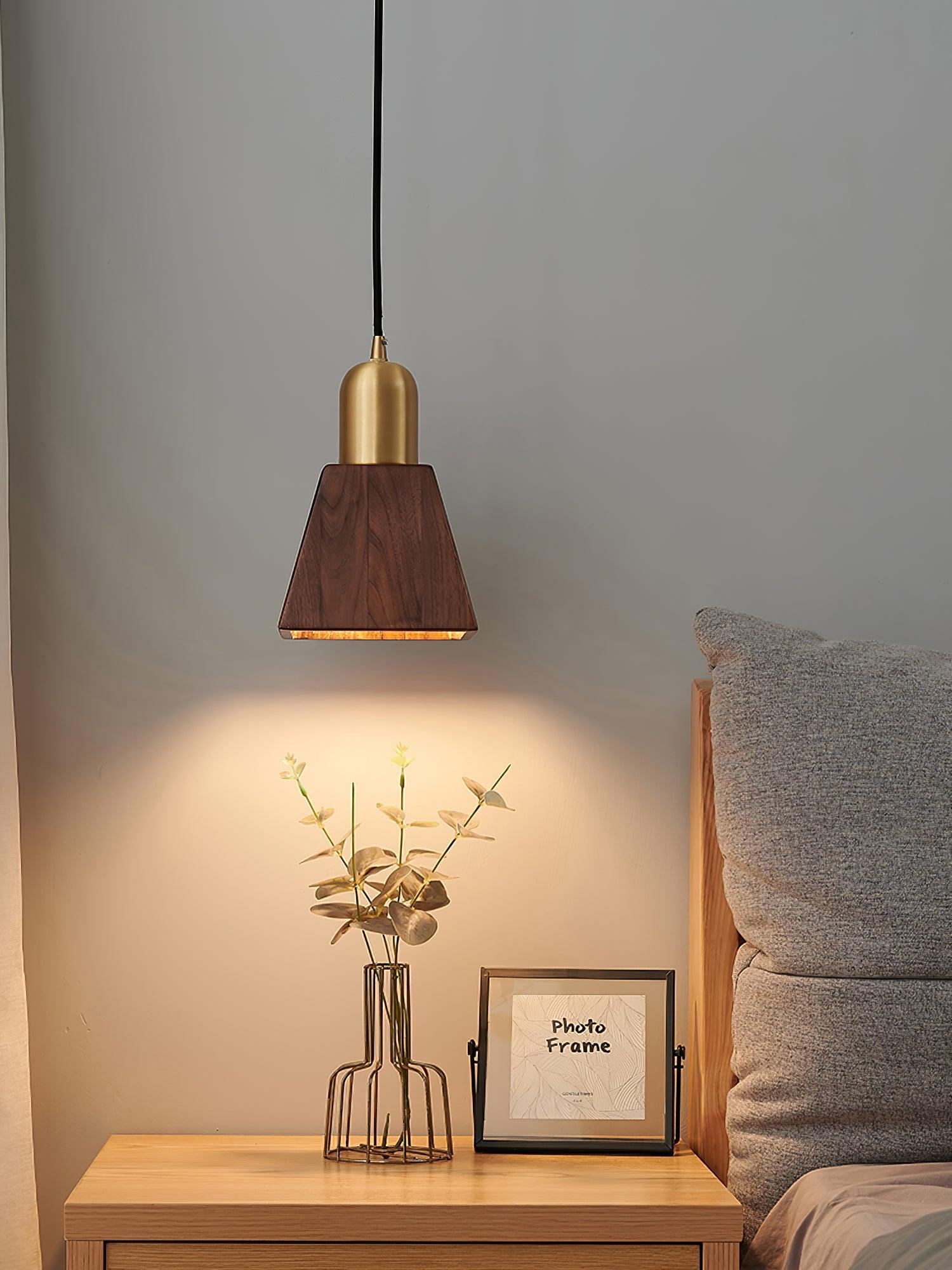 Lustra Pendant Lamp Walnut Brass Modern for Living Room-Neutral Decor