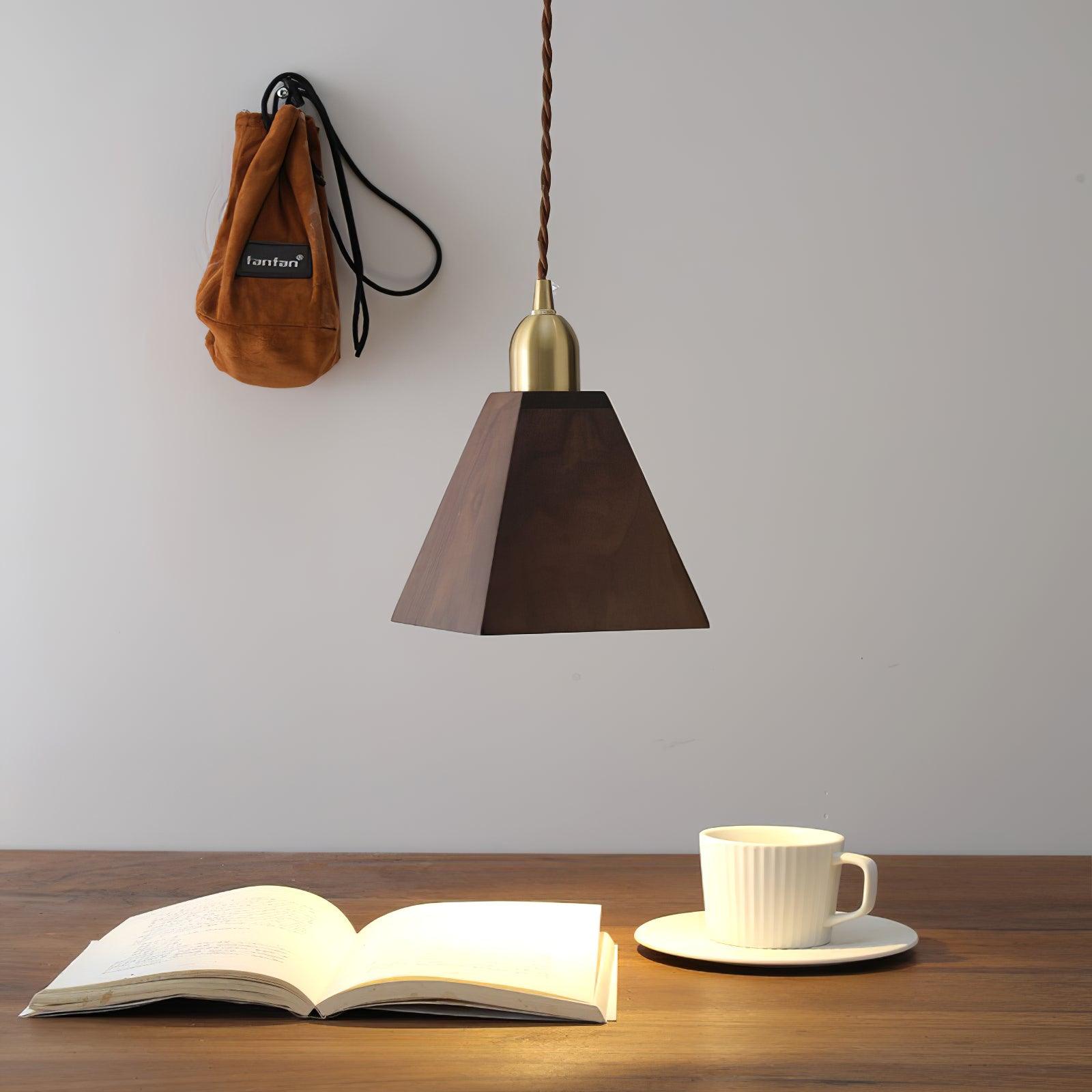 Lustra Pendant Lamp Walnut Brass Modern for Living Room-Neutral Decor
