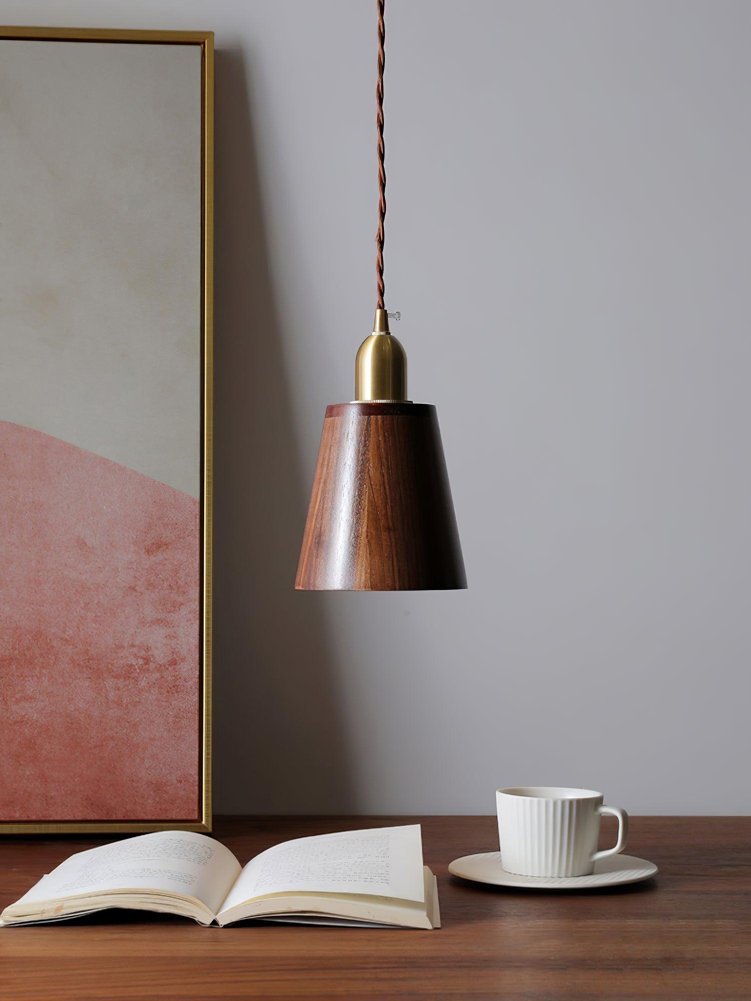 Lustra Pendant Lamp Walnut Brass Modern for Living Room-Neutral Decor