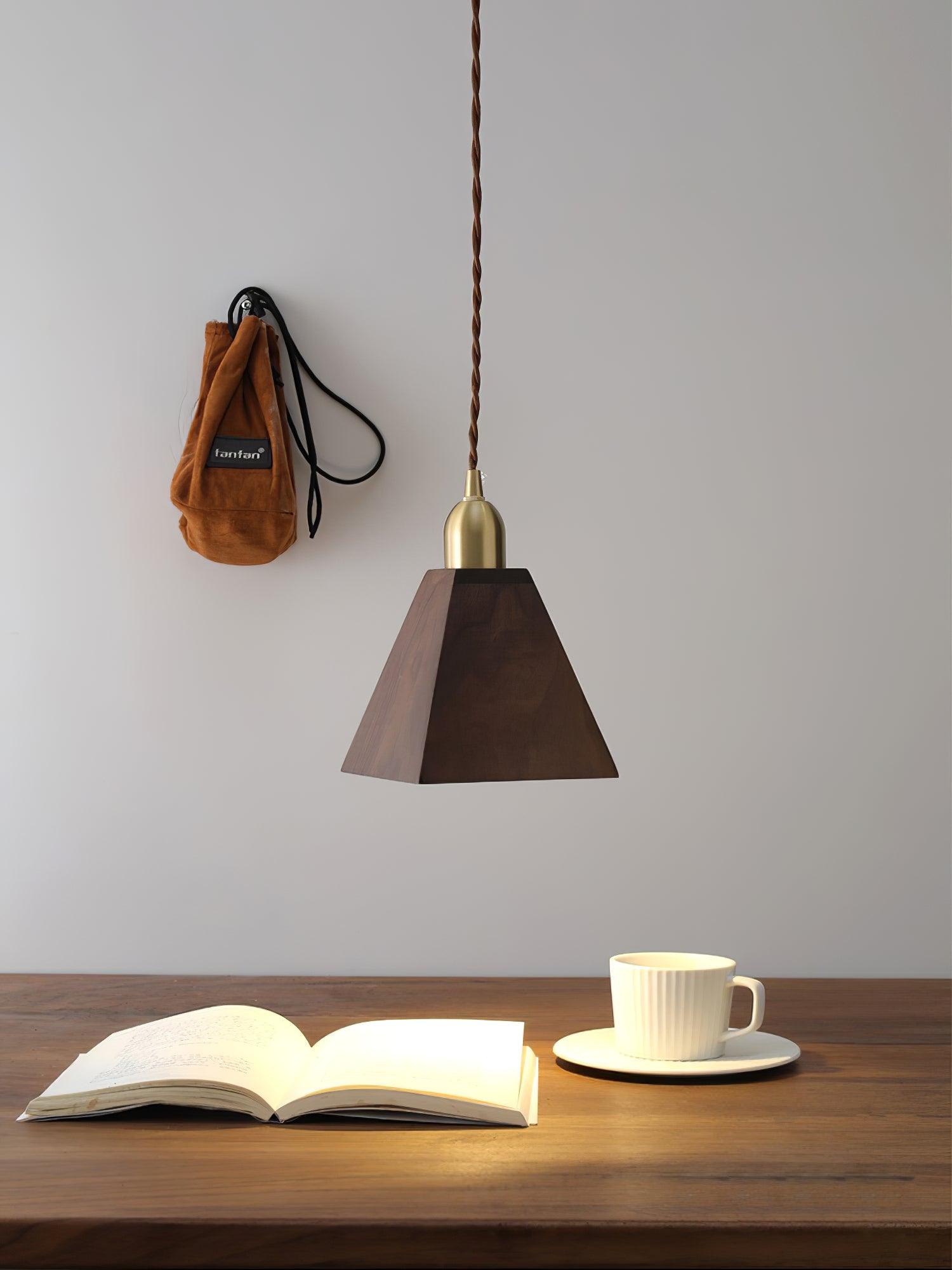 Lustra Pendant Lamp Walnut Brass Modern for Living Room-Neutral Decor