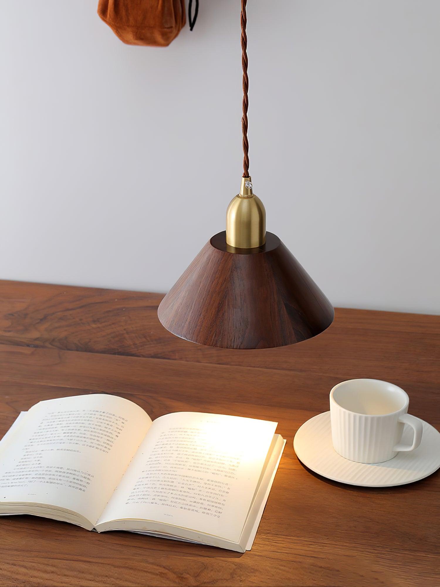 Lustra Pendant Lamp Walnut Brass Modern for Living Room-Neutral Decor