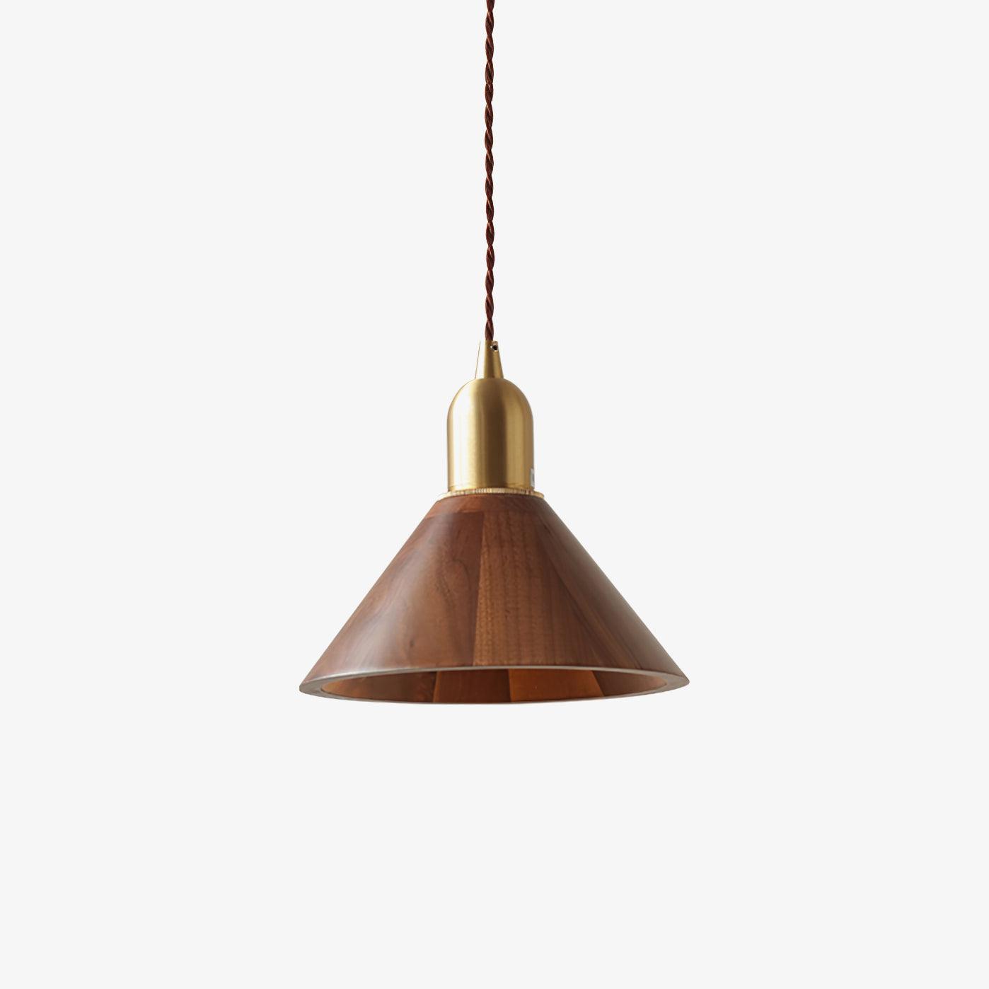 Lustra Pendant Lamp Walnut Brass Modern for Living Room-Neutral Decor