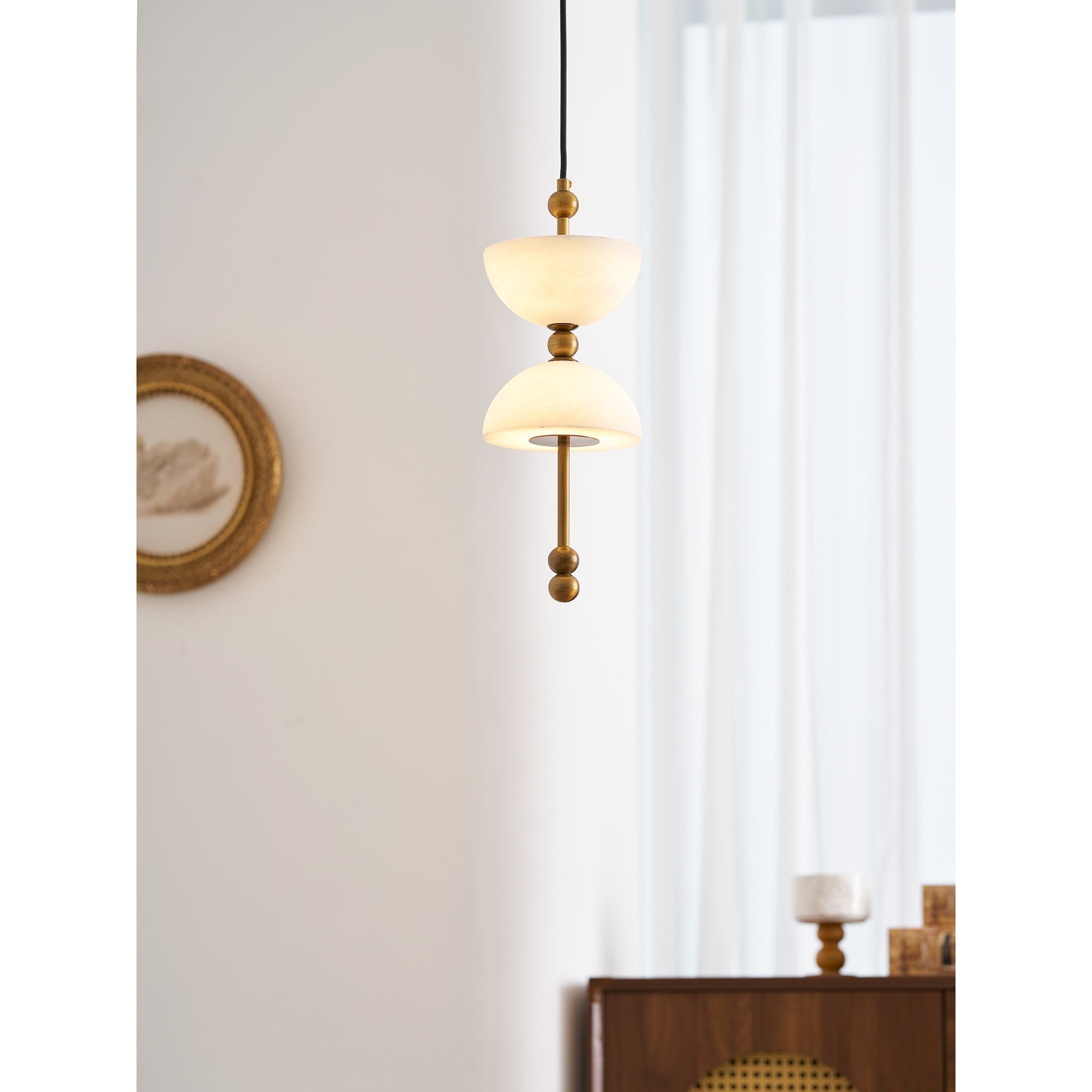 Detail of the integrated LED light source within the lamp.