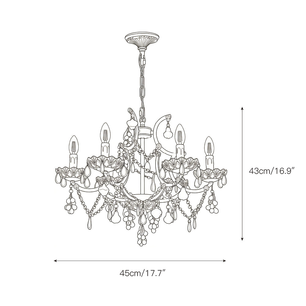 The Lyra Isadora Chandelier illuminated, casting a warm, candle-style glow.