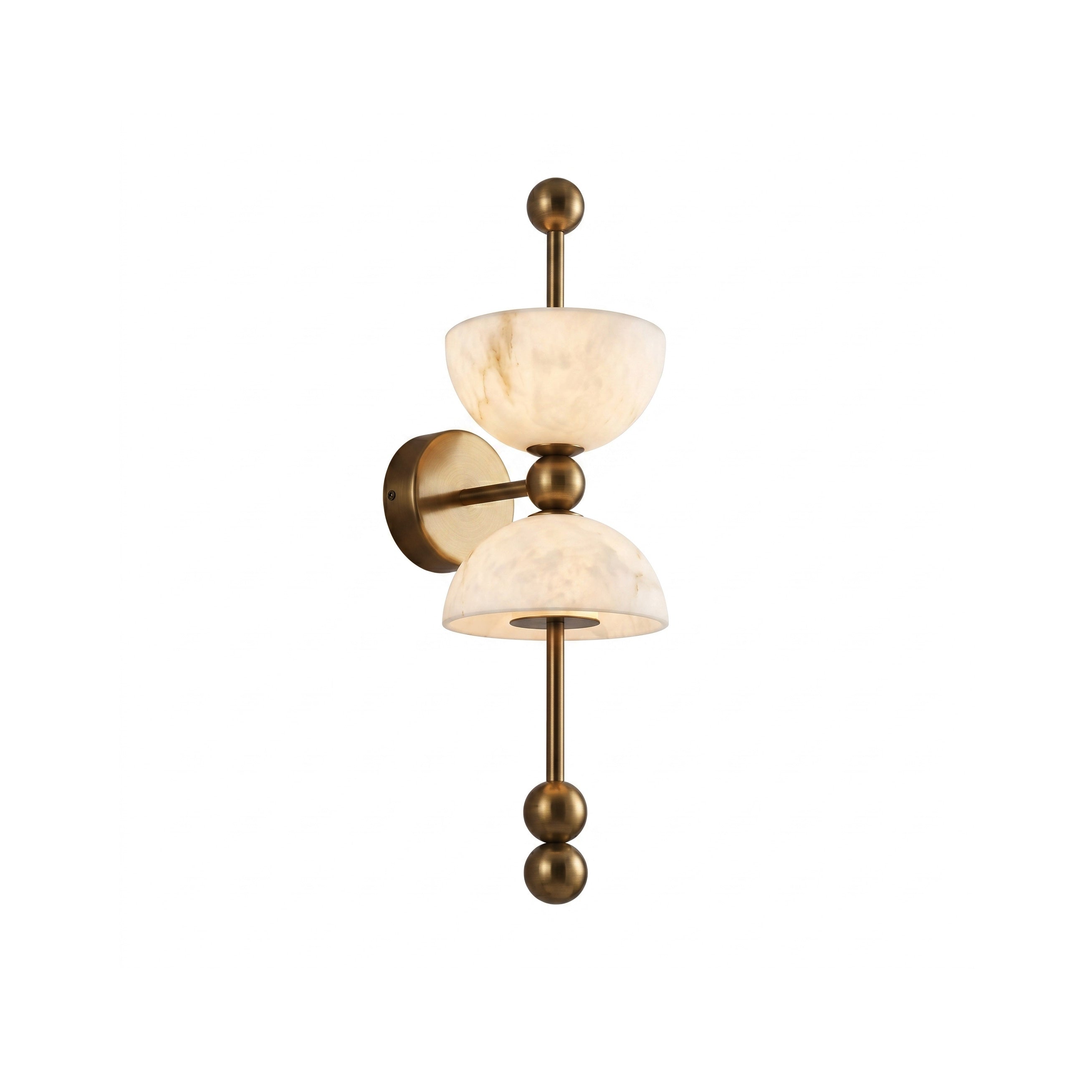 Lyra Alabaster Wall Lamp with brass finish.