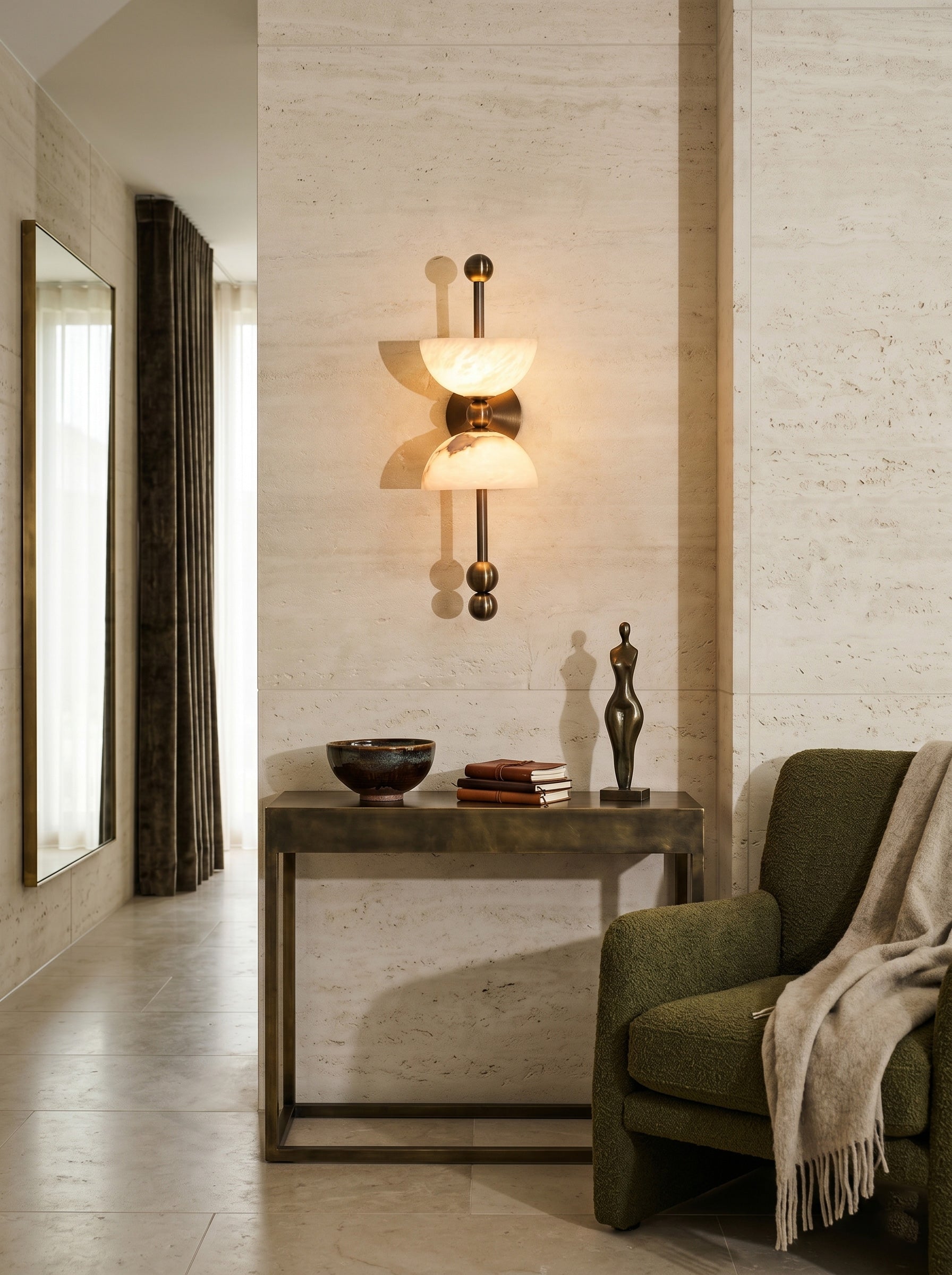 Side view of the Lyra Alabaster Wall Lamp.