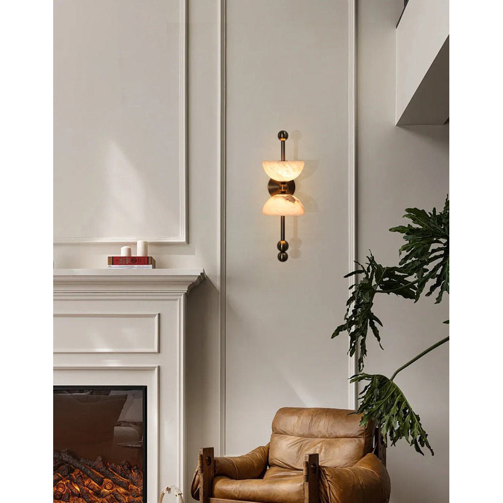Detail of the dark bronze finish on the lamp's body.