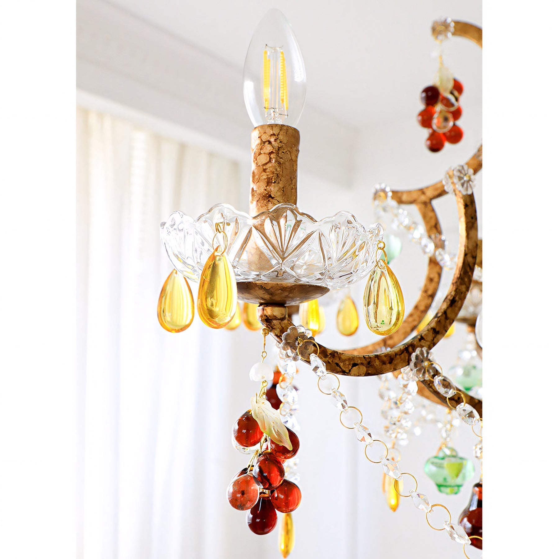 Detail of the candle-style light holder and E12/E14 socket.