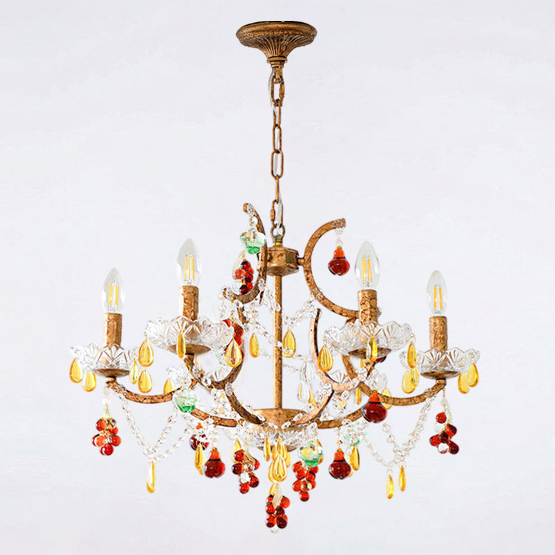 Lifestyle image showing the chandelier as a centerpiece in an eclectic living room.