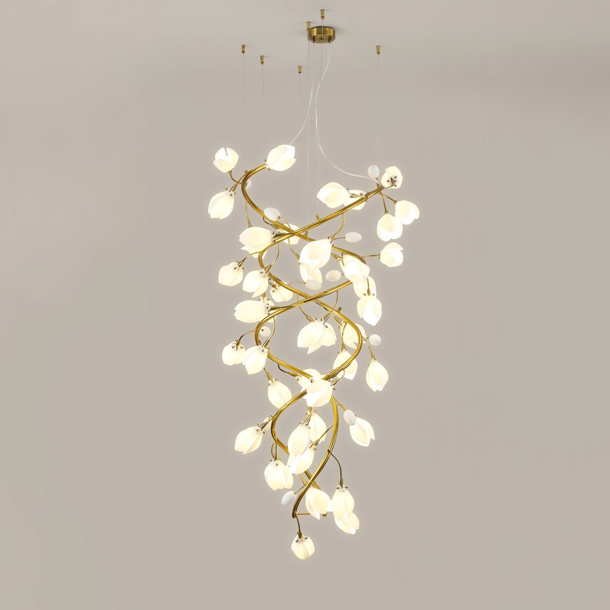 Evene Spiral Ceramic Brass Chandelier-Neutral Decor